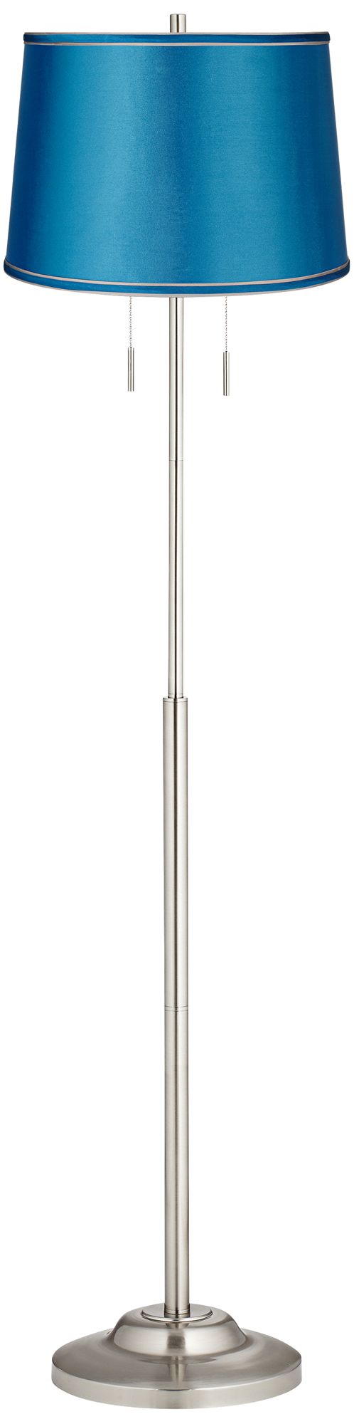 Abba Satin Turquoise Twin Pull Chain Floor Lamp