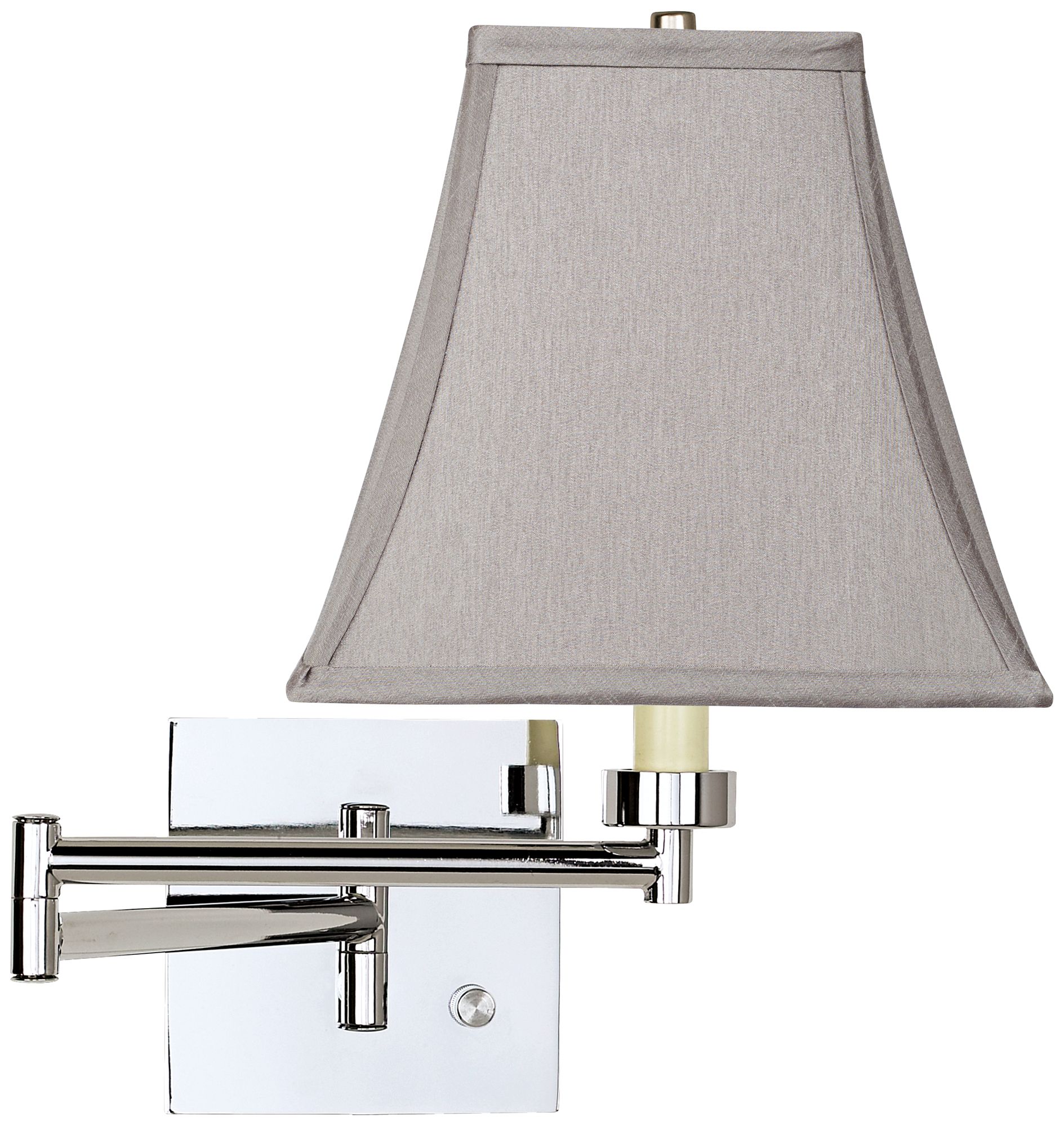 Pewter Gray Square Chrome Plug-In Swing Arm Wall Lamp