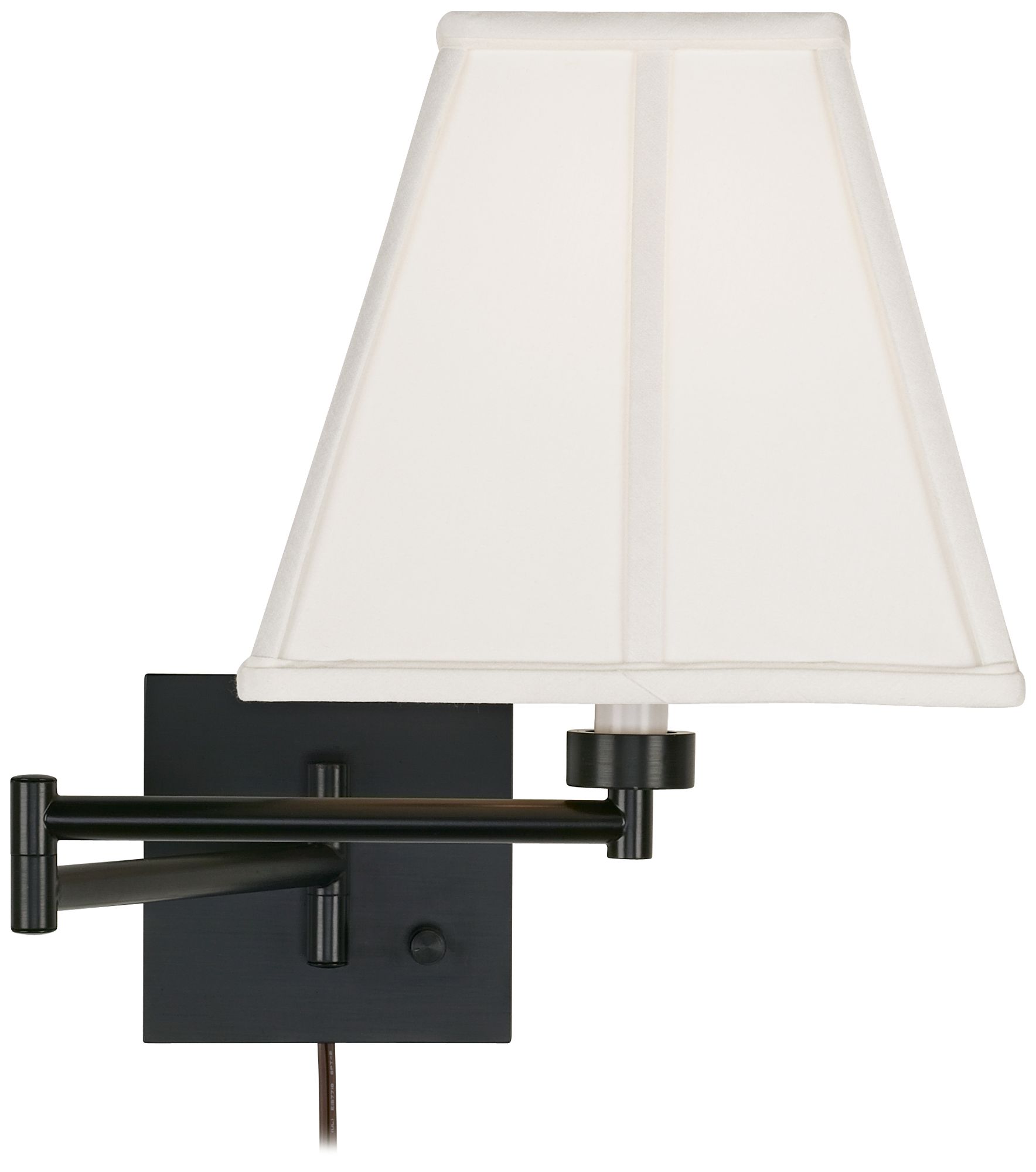 Ivory Square Shade Espresso Plug-In Swing Arm Wall Lamp