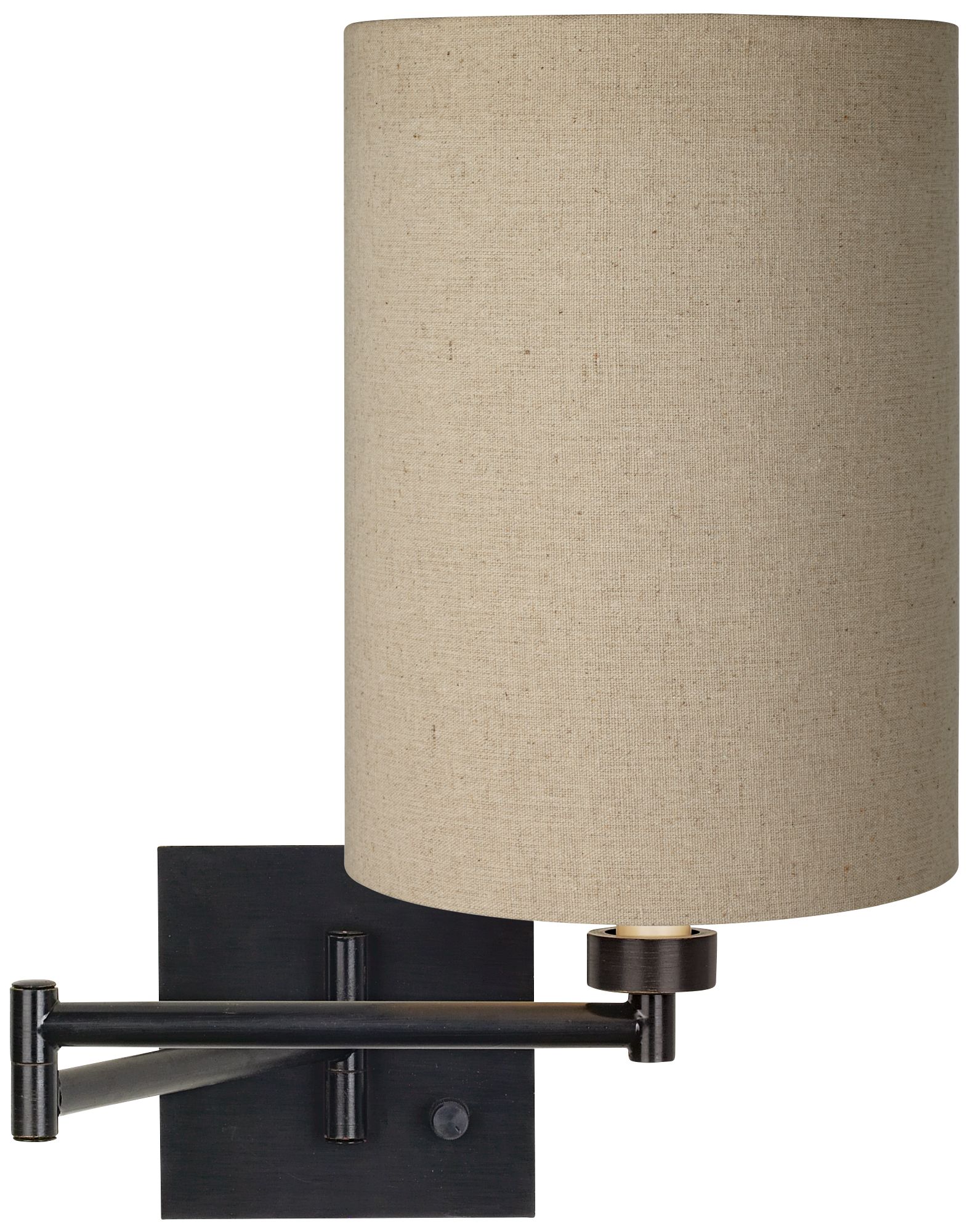 Tan Cylinder Shade Espresso Swing Arm Wall Light