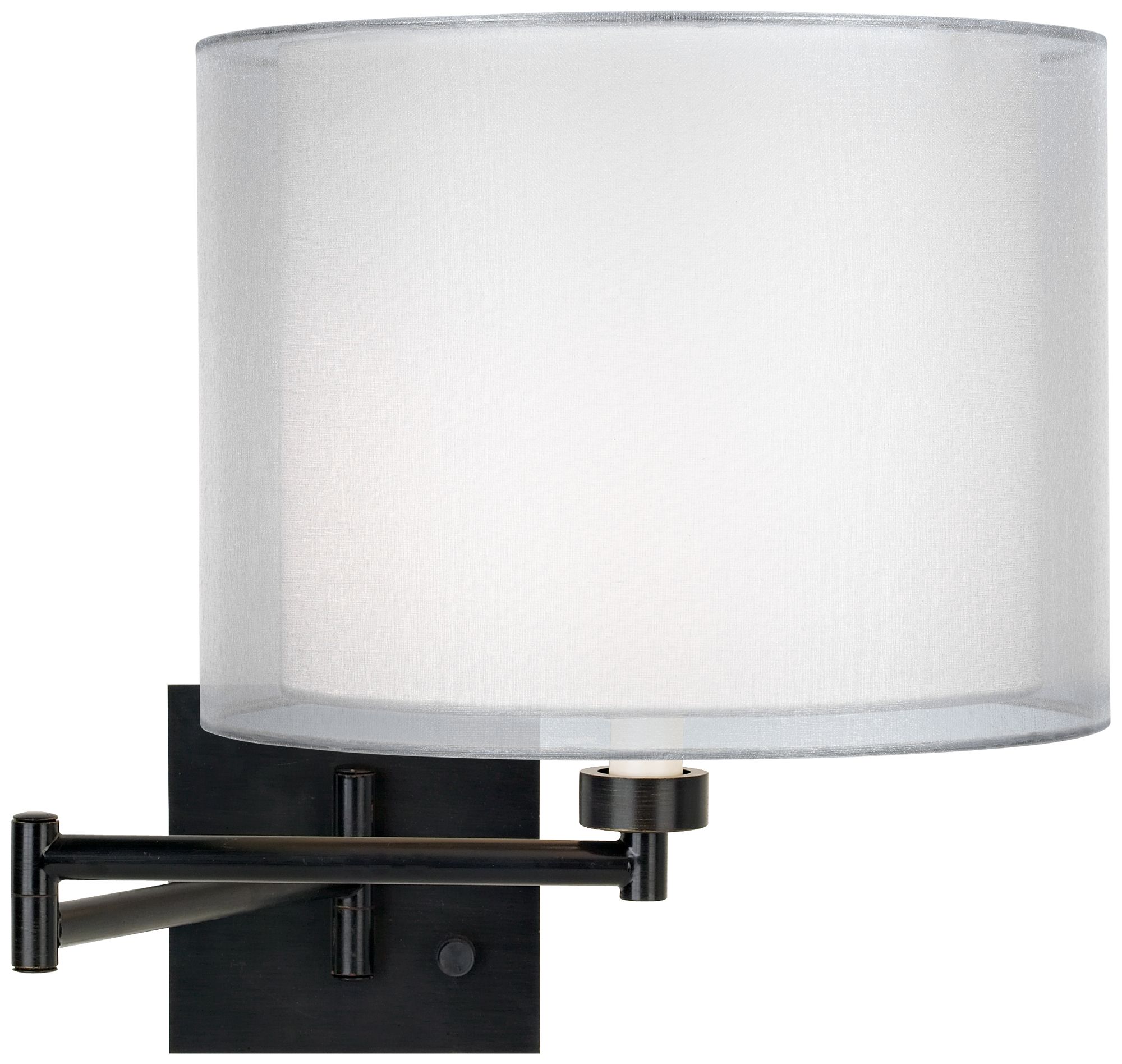 Double Sheer Silver Espresso Plug-In Swing Arm Wall Lamp