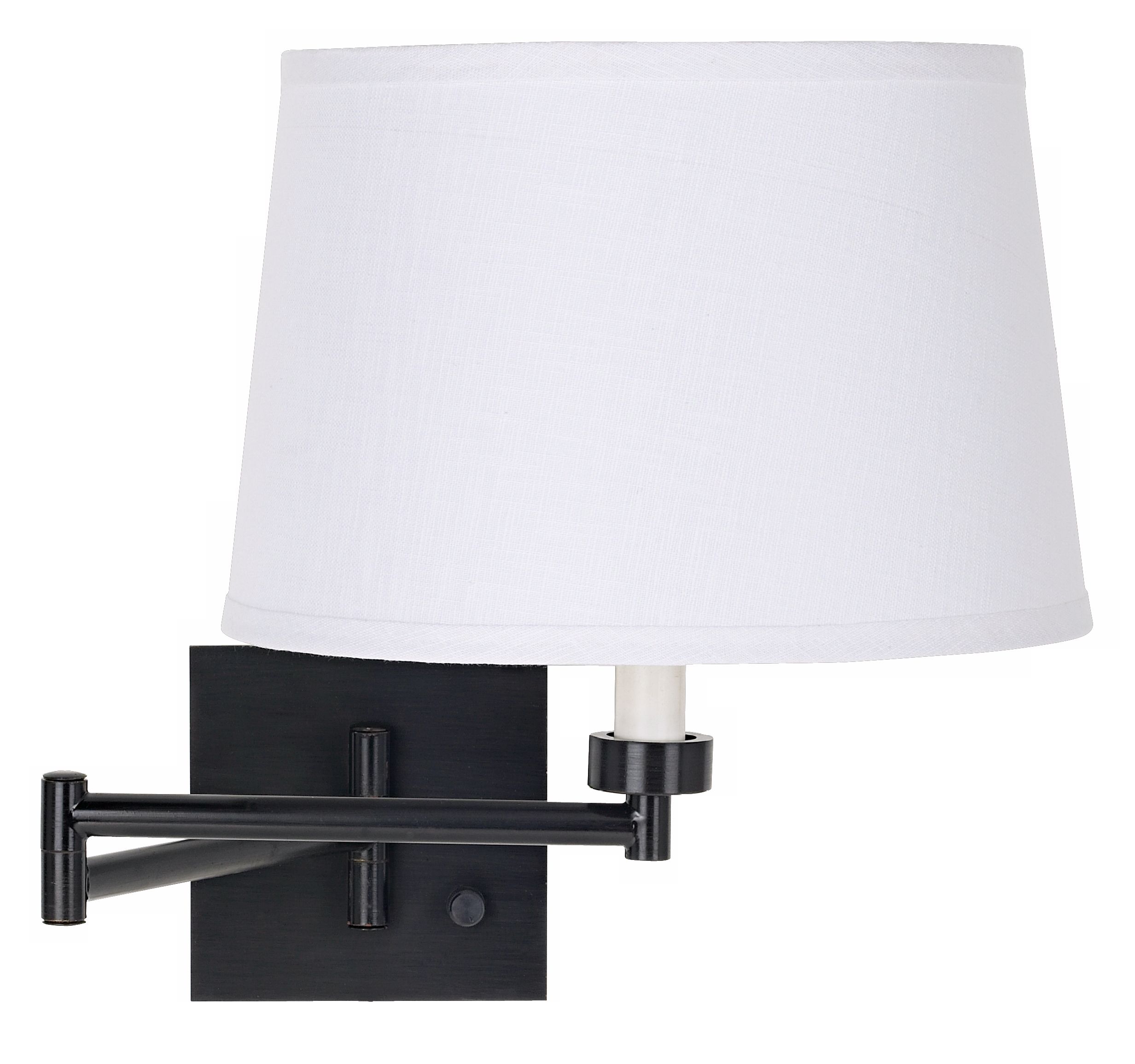 Espresso with White Linen Shade Swing Arm Wall Lamp