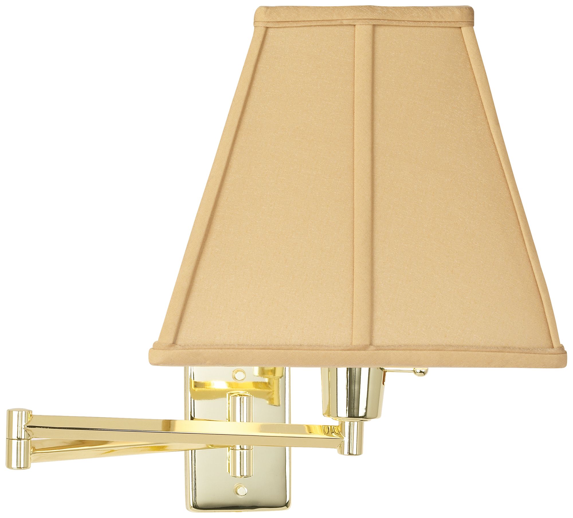 Beige Square Cut Shade Plug-In Style Swing Arm Wall Lamp