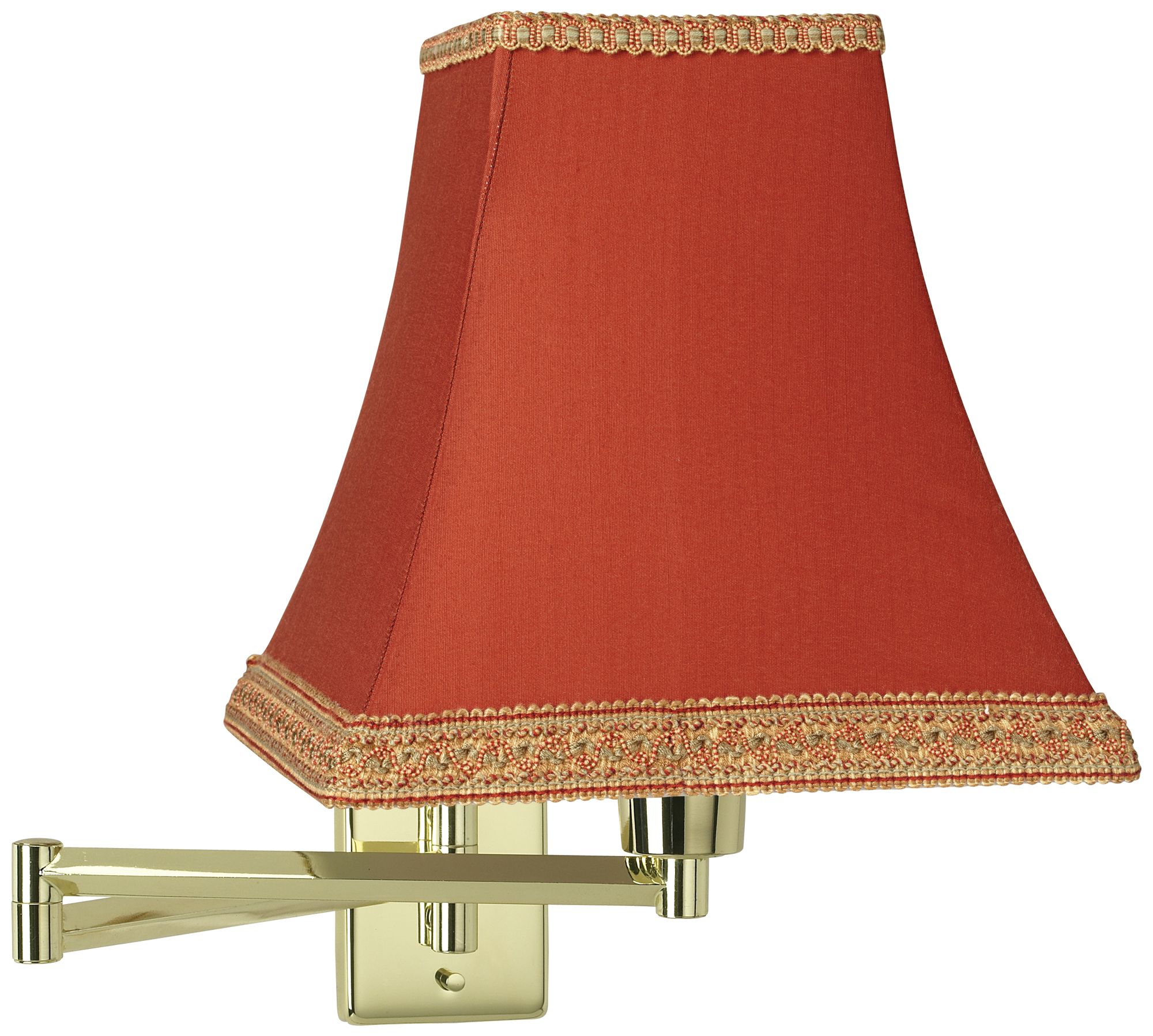Brass with Rust Shade Plug-In Swing Arm Wall Lamp