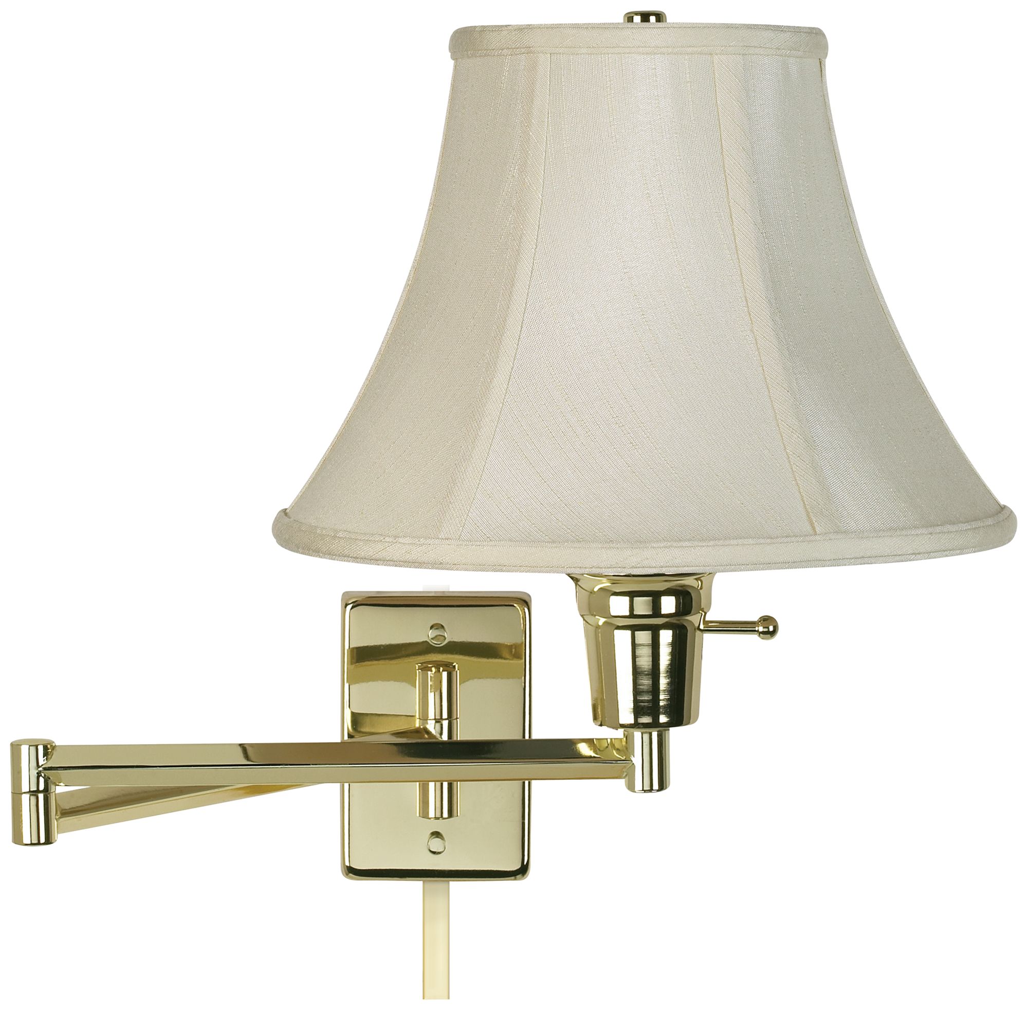 Creme Bell Polished Brass Plug-In Swing Arm with Cord Cover