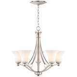 White Glass 26 1/2&quot;W 5-Light Chandelier with LED Canopy