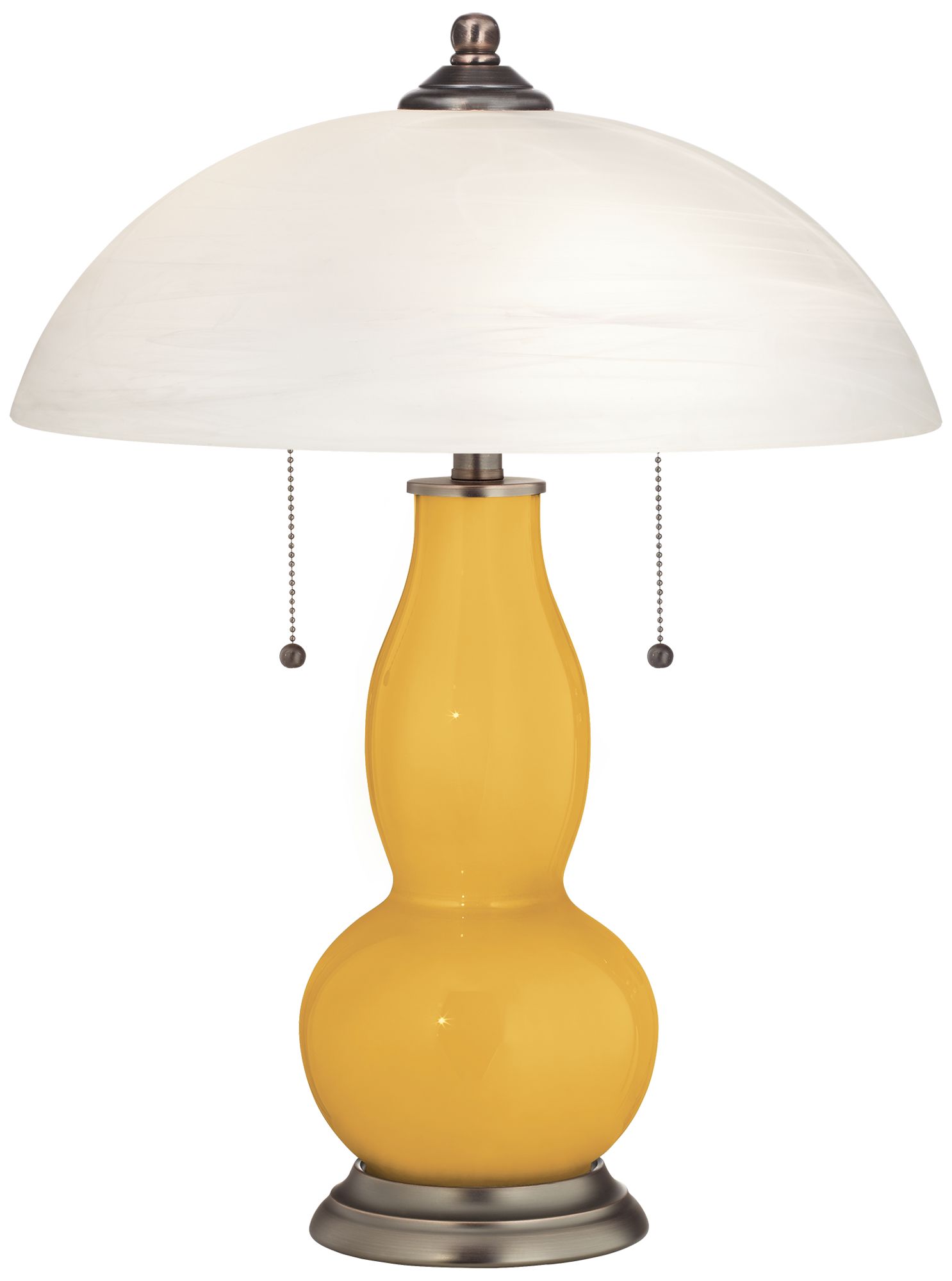 Goldenrod GourdShaped Table Lamp with Alabaster Shade 17H37 Lamps
