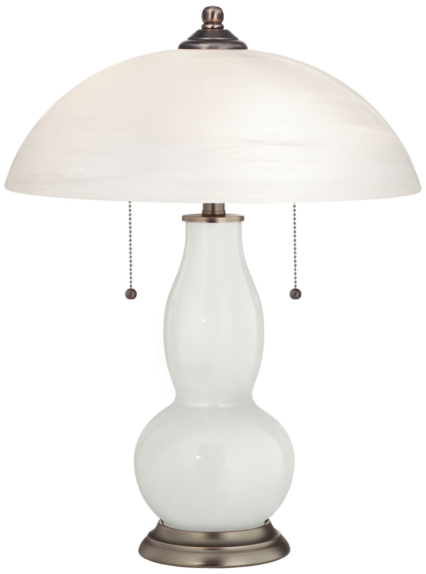 Winter White Gourd-Shaped Table Lamp with Alabaster Shade