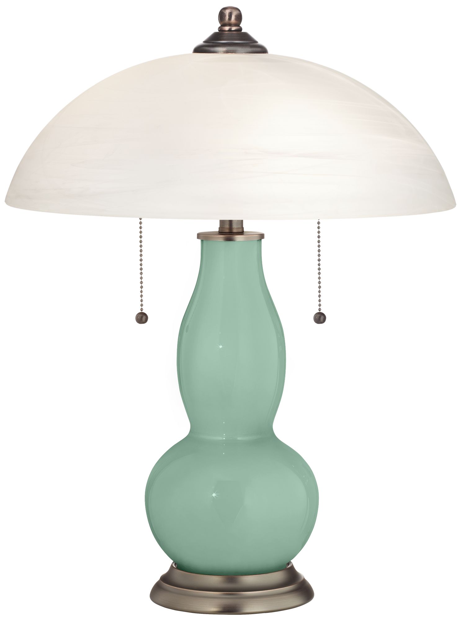 Grayed Jade GourdShaped Table Lamp with Alabaster Shade 17H47