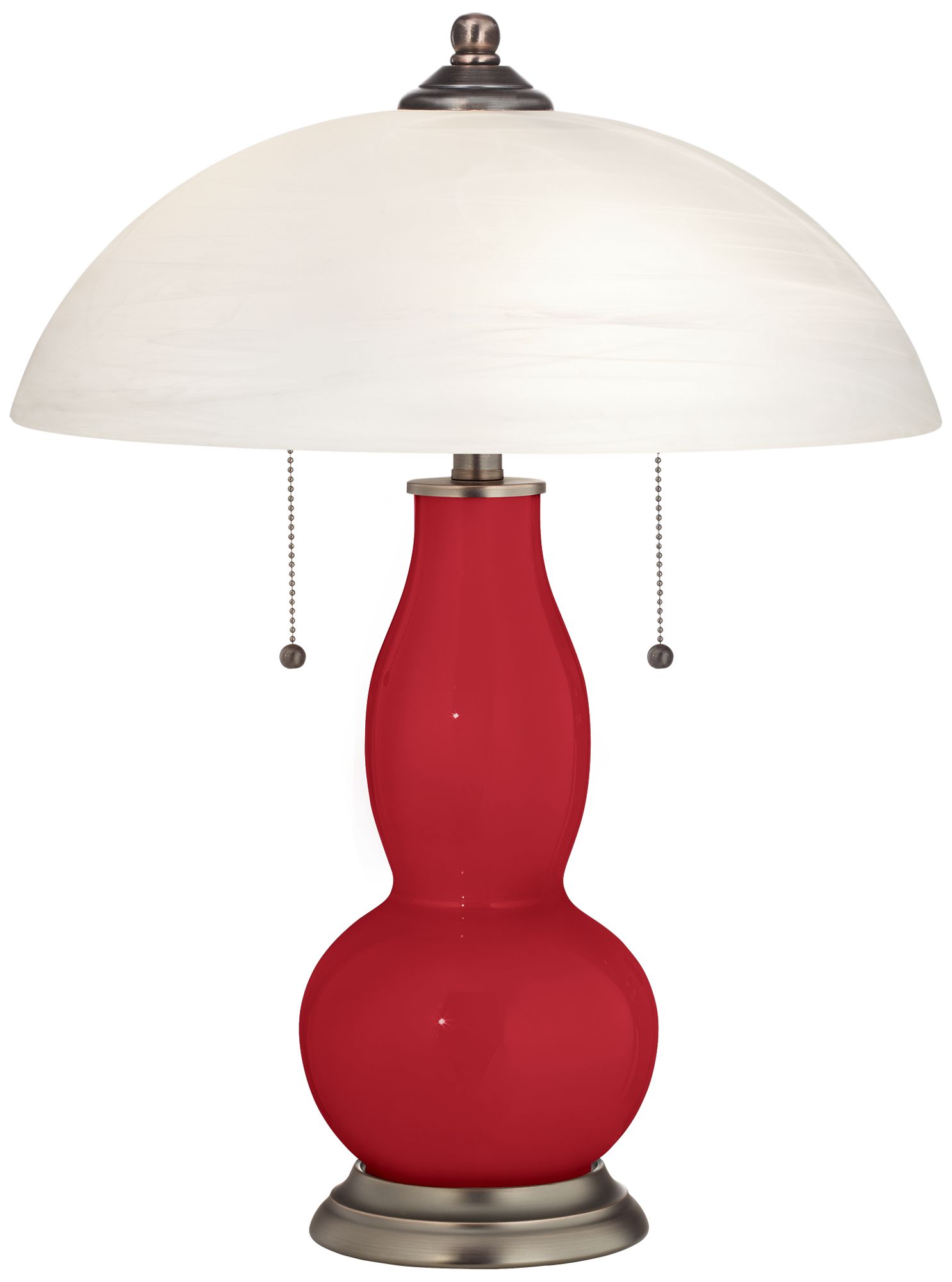 Ribbon Red Gourd-Shaped Table Lamp with Alabaster Shade