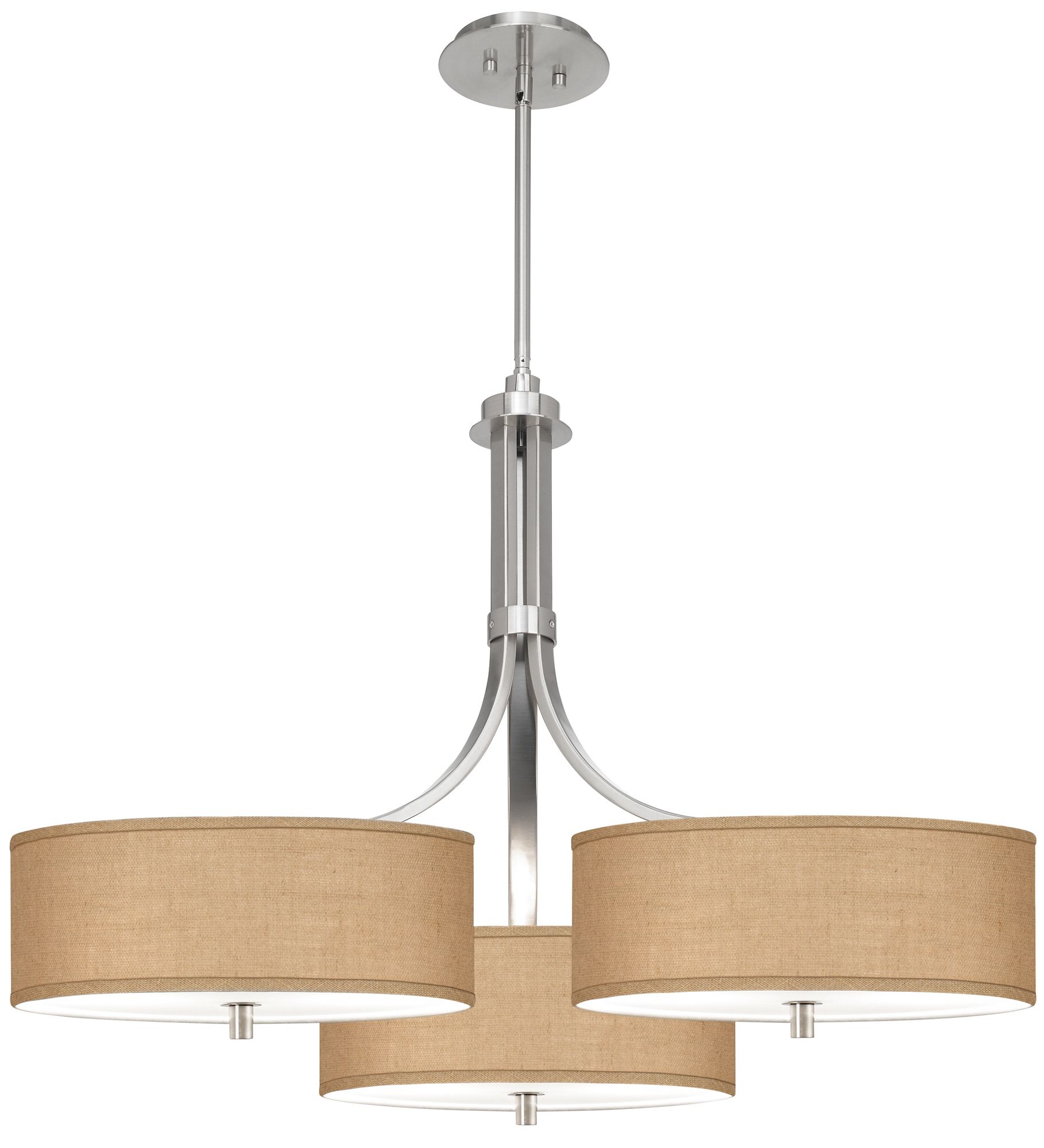 Woven Burlap 36" Wide Triple Shade Pendant