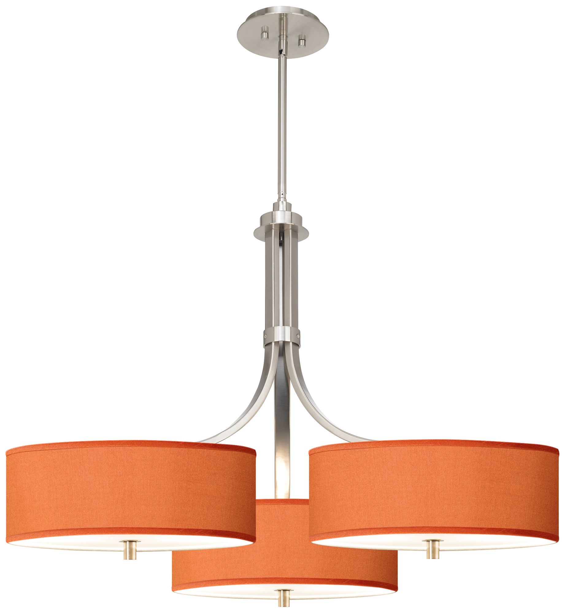 Orange Polyester 36" Wide Triple Shade Pendant