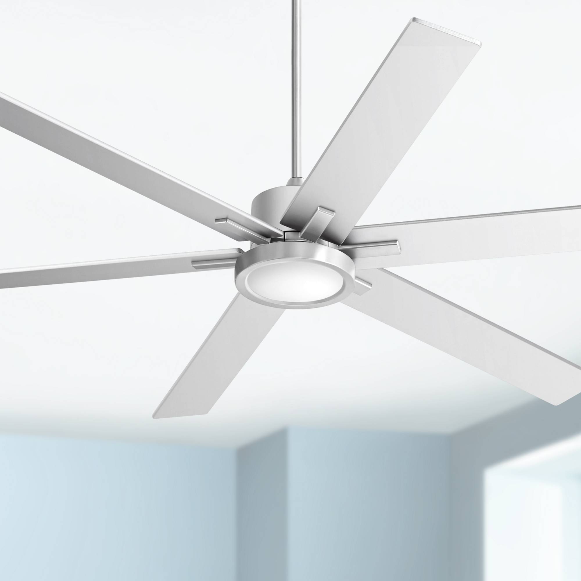 70 Industrial Ceiling Fan With Light Led Brushed Nickel Steel For