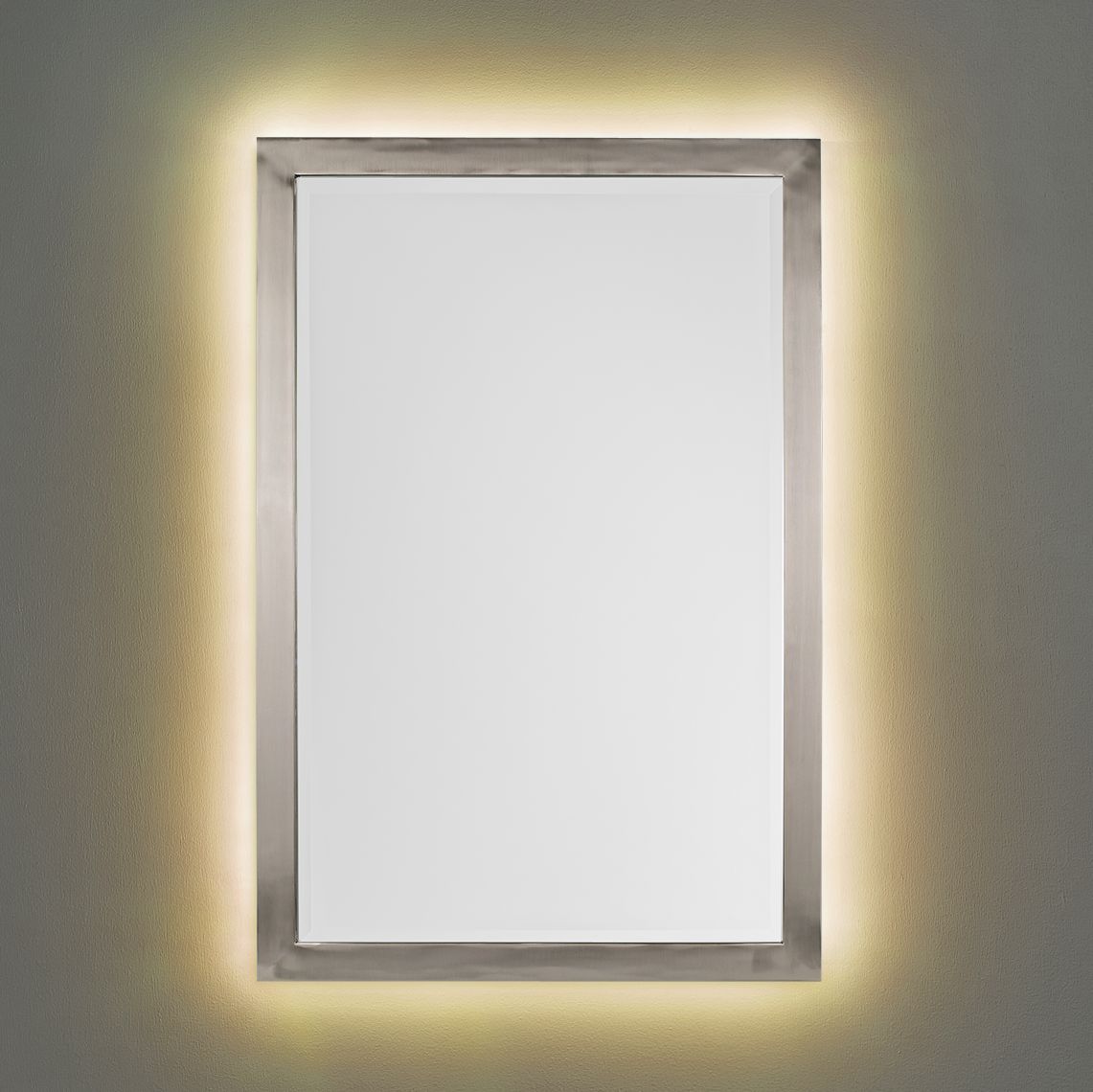 Possini Euro Metzeo Brushed Nickel 22" x 33" LED Wall Mirror