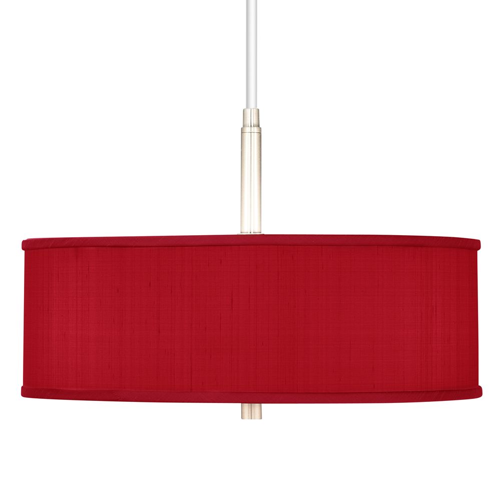 Red Textured Polyester 16" Wide Pendant Chandelier