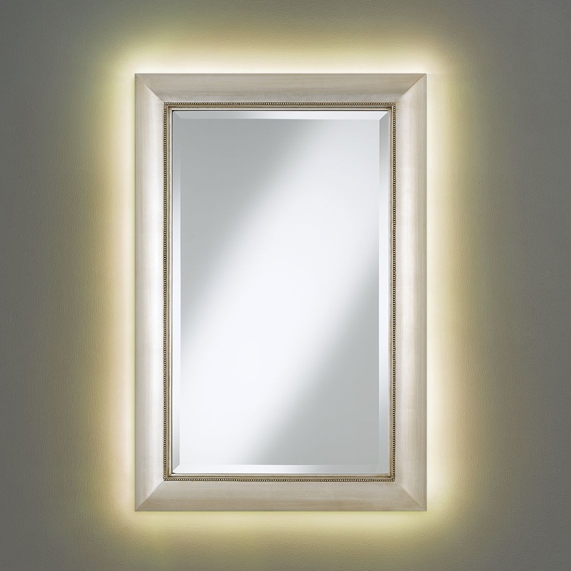 Jocelyn Silver Beading 24"x36" Mirror with LED Kit