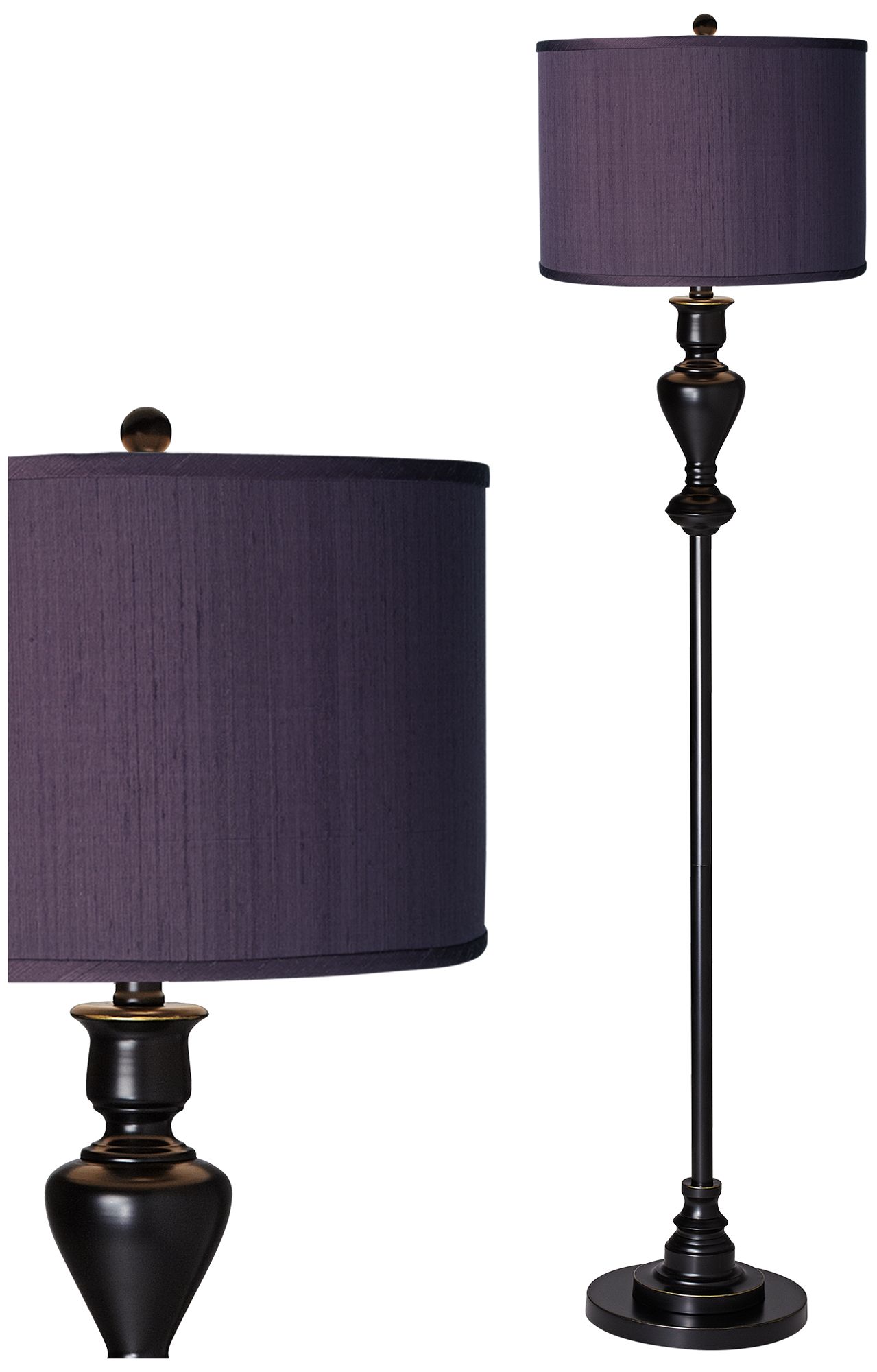 Eggplant Polyester Black Bronze Floor Lamp 17K04 Lamps Plus