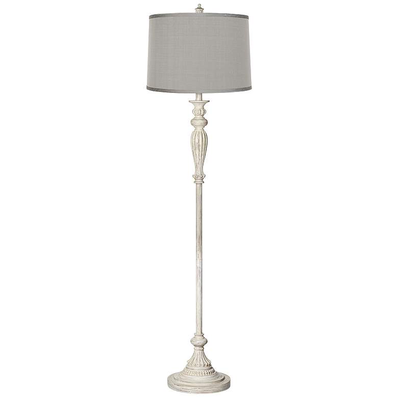 Platinum Gray Shade Vintage Chic Antique White Floor Lamp