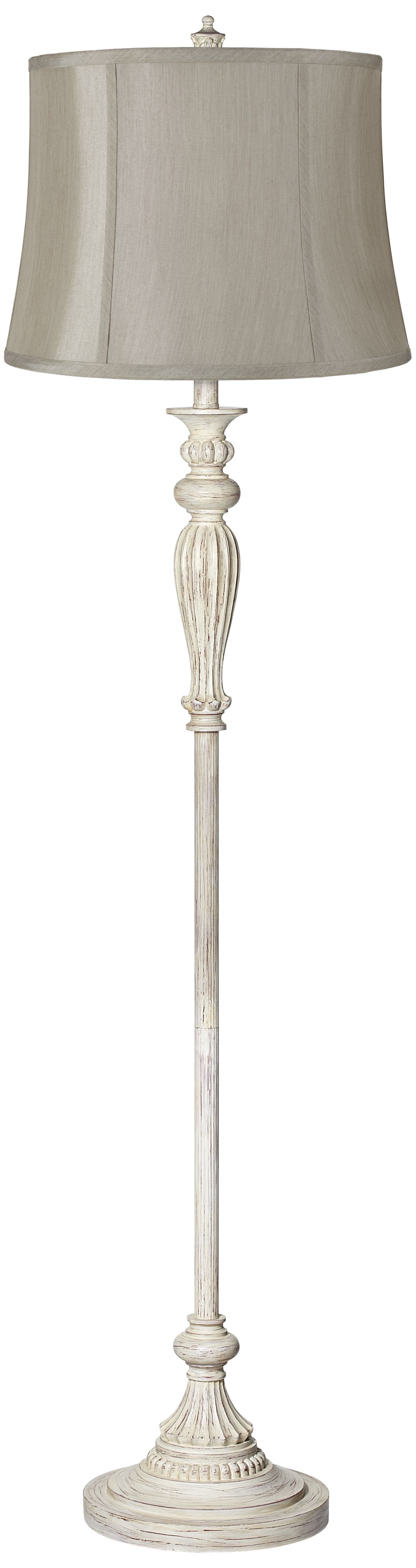 Gray Shade Vintage Chic Antique White Floor Lamp 17K30 Lamps Plus