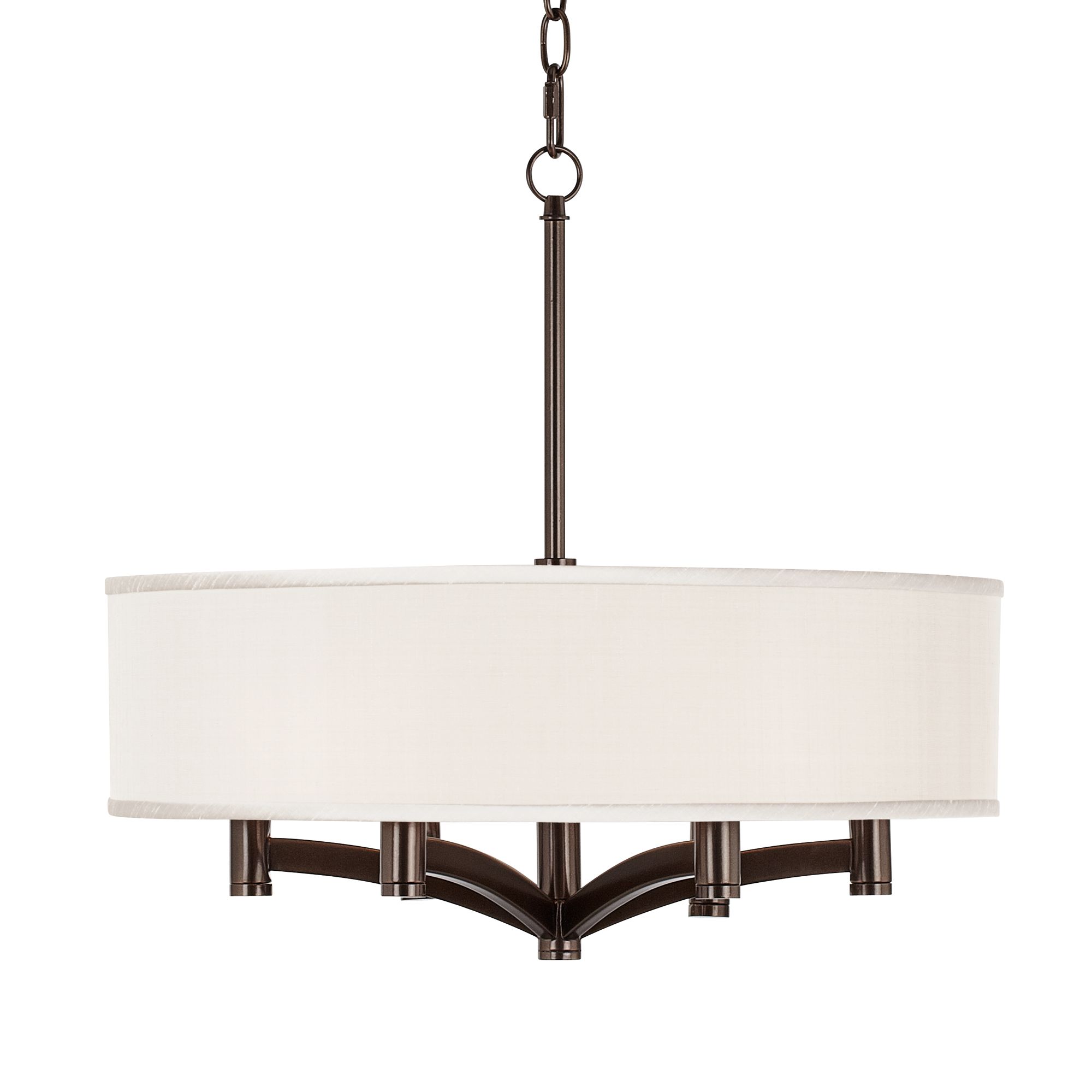 Cream Textured Ava 6-Light Bronze Pendant Chandelier