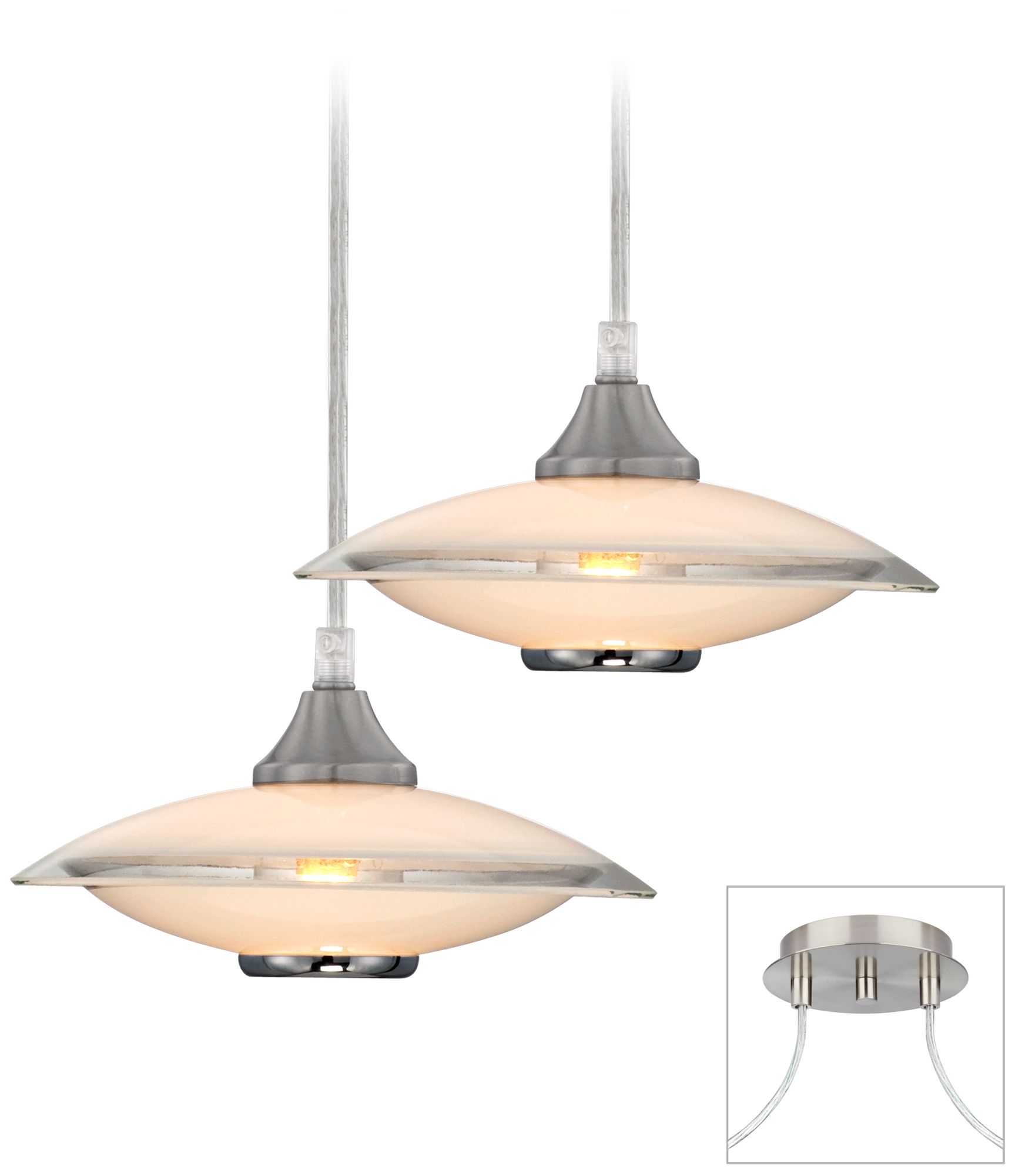 Possini Euro Brushed Nickel Saucers Double Light Pendant