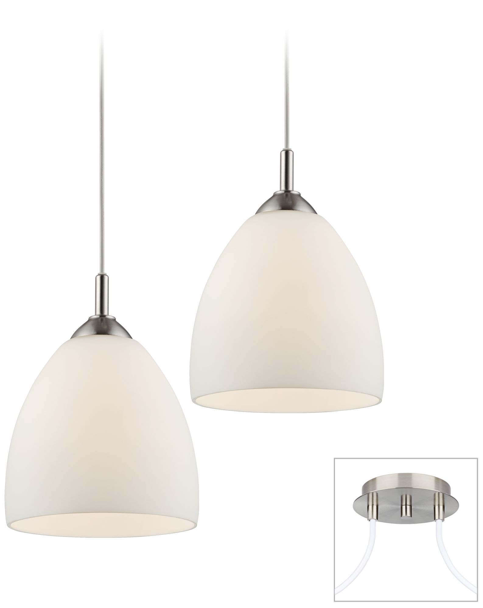 Opal Glass Brushed Nickel Double Multi Light Pendant