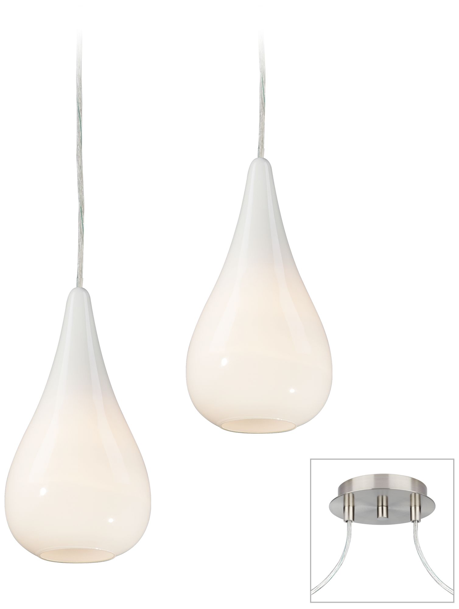 Ice Drop Brushed Nickel Double Multi Light Pendant