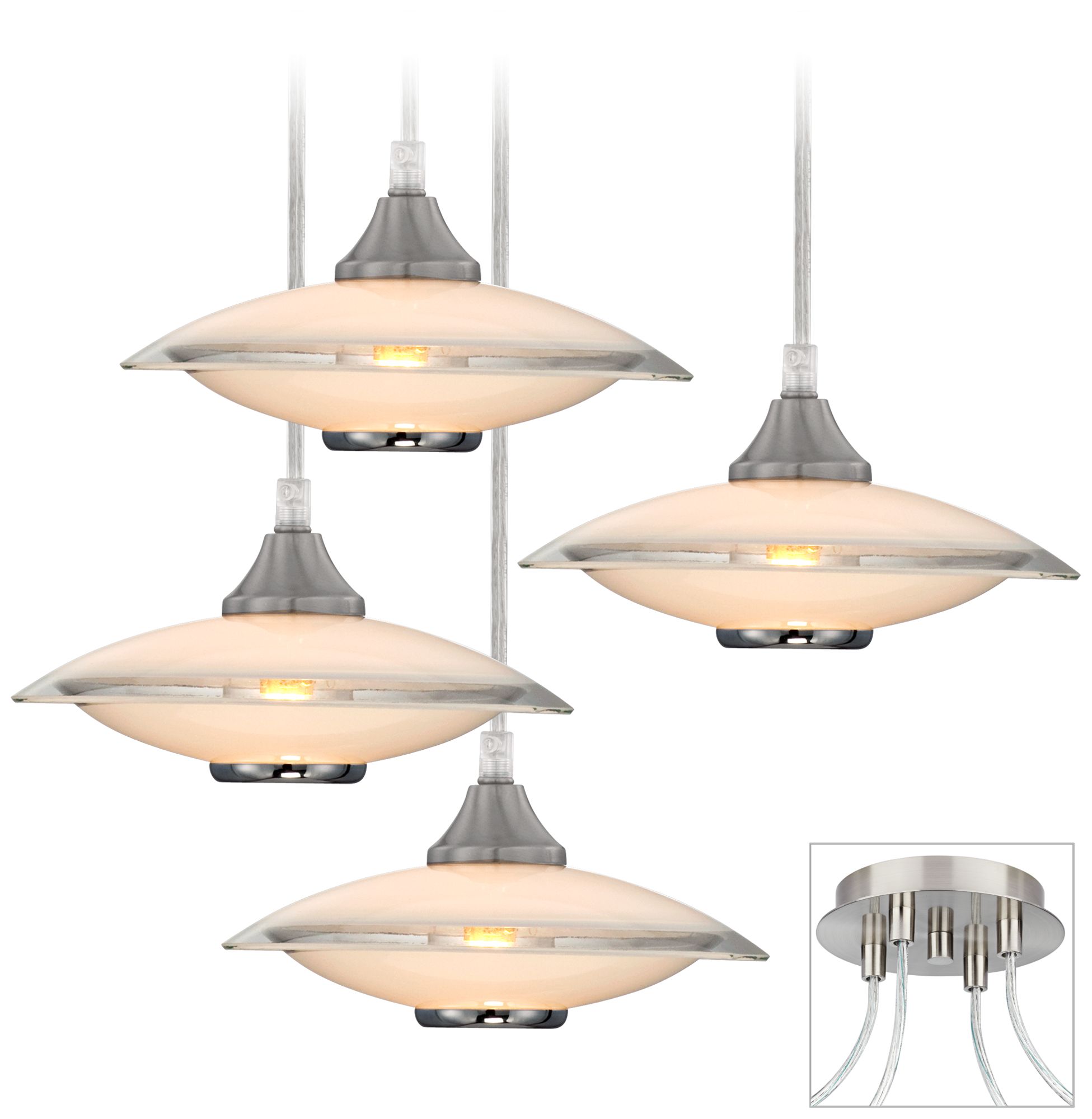Saucers Brushed Nickel 4 Light Multi Light Pendant 17k93