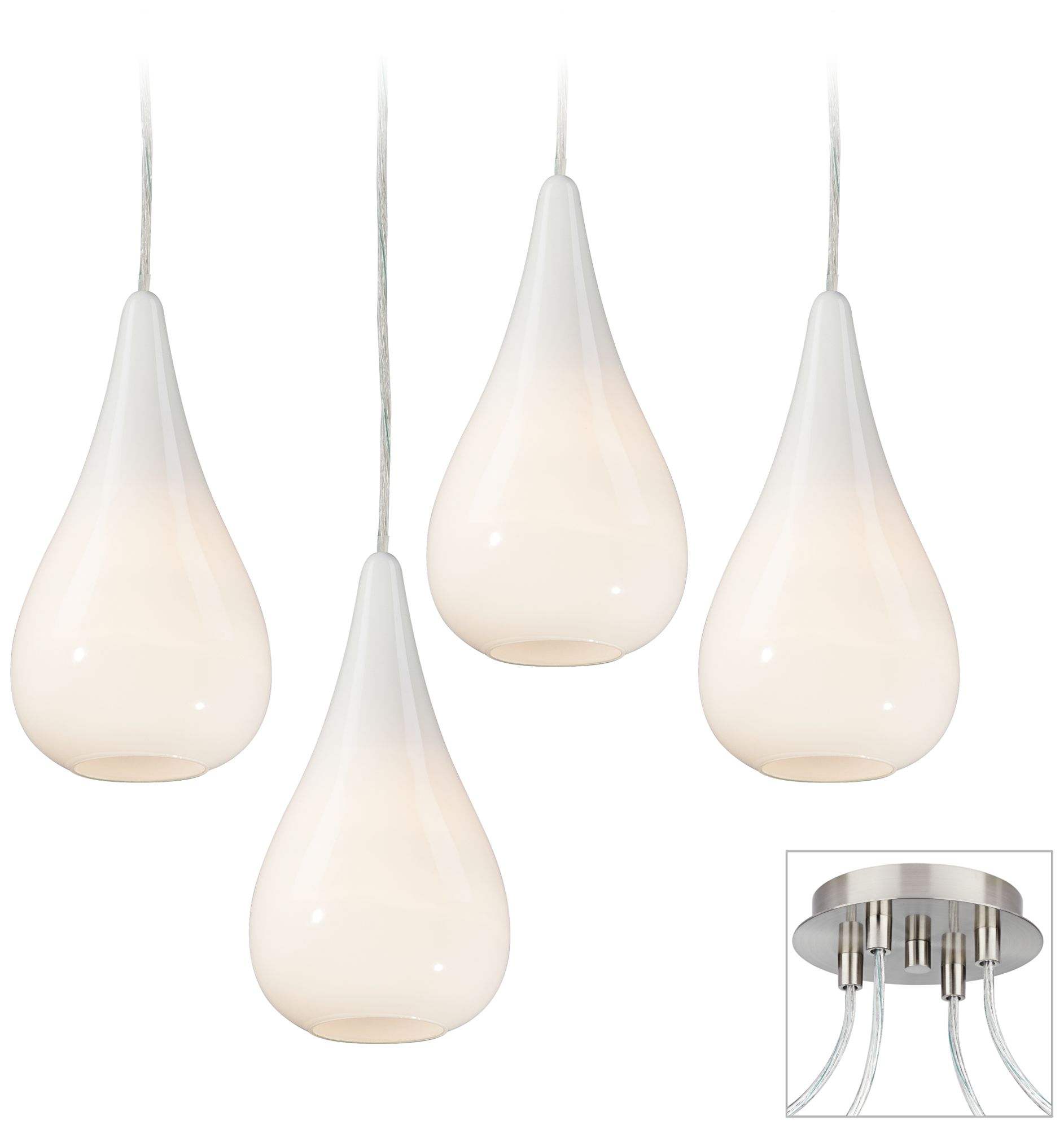 Ice Drop Brushed Nickel 4-Light Multi Light Pendant