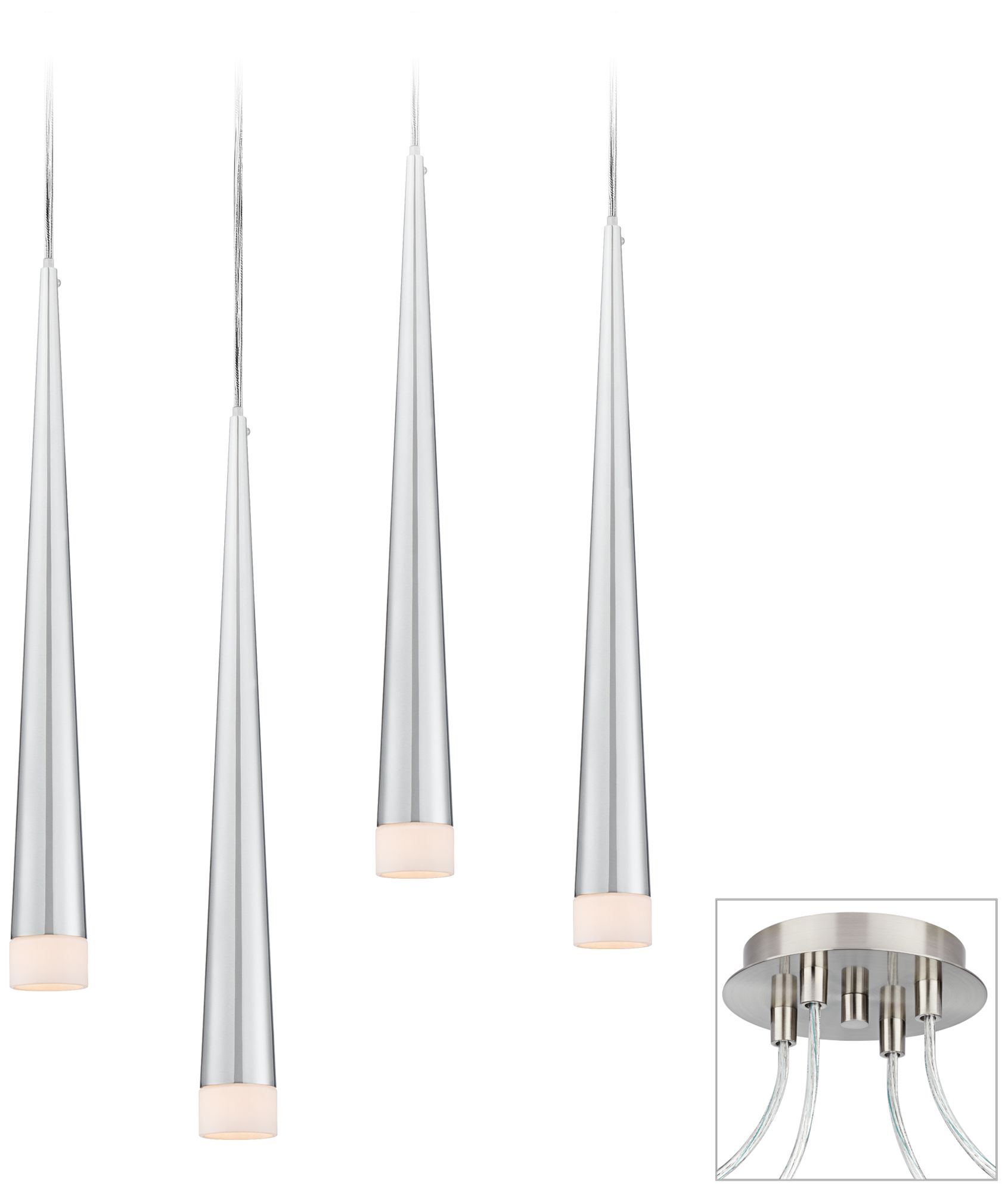 Slim Cone Brushed Nickel 4-Light Multi Light Pendant