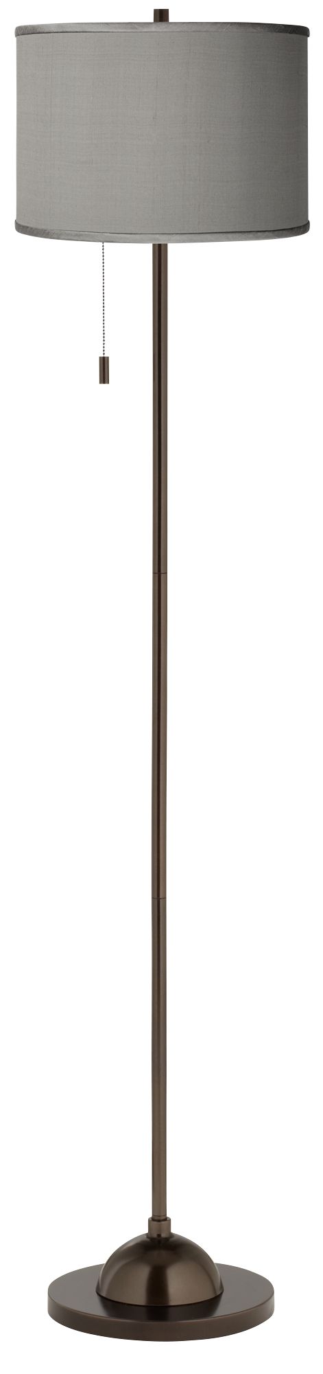 Gray Faux Silk Bronze Club Floor Lamp