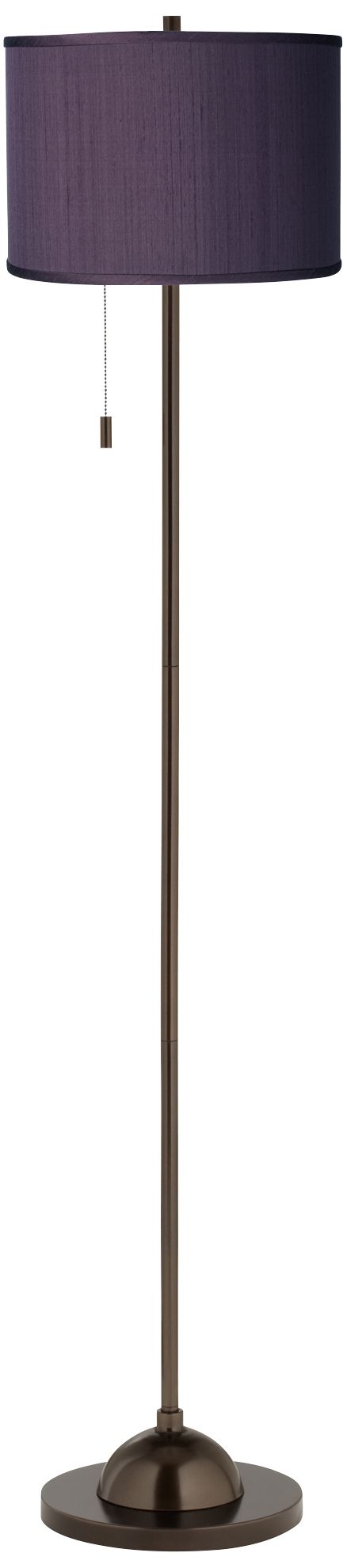 Eggplant Faux Silk Bronze Club Floor Lamp