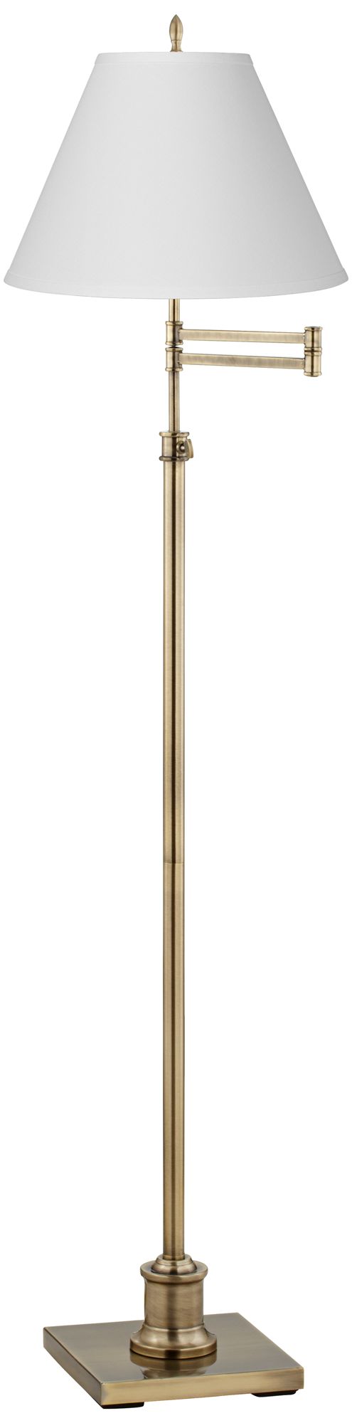 Westbury Antique White Linen Brass Swing Arm Floor Lamp