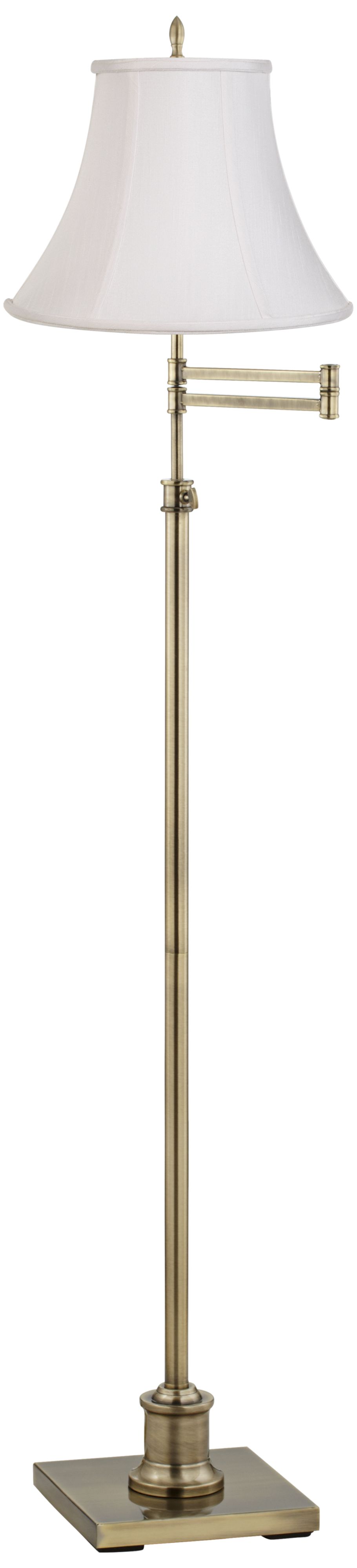 Westbury Imperial White Bell Brass Swing Arm Floor Lamp