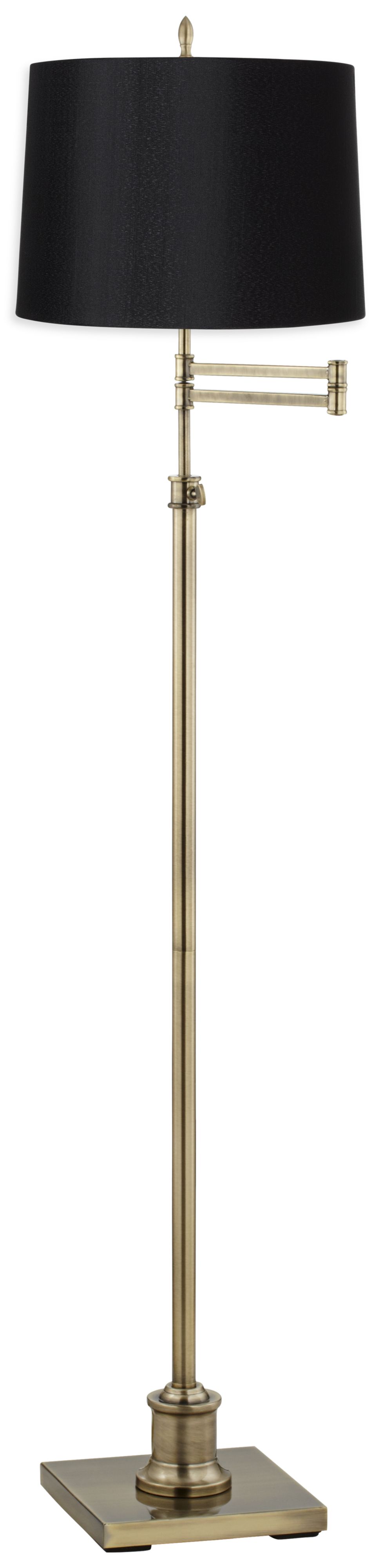 Westbury Black Drum Shade Brass Swing Arm Floor Lamp