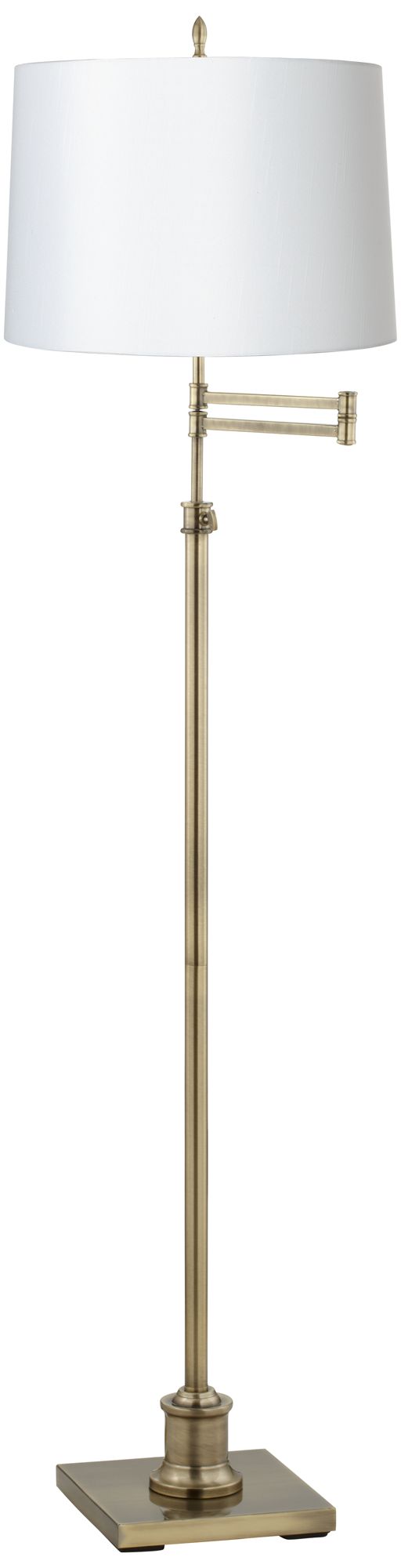 Westbury Brass Floor Lamp with 15" Wide White Hardback Shade