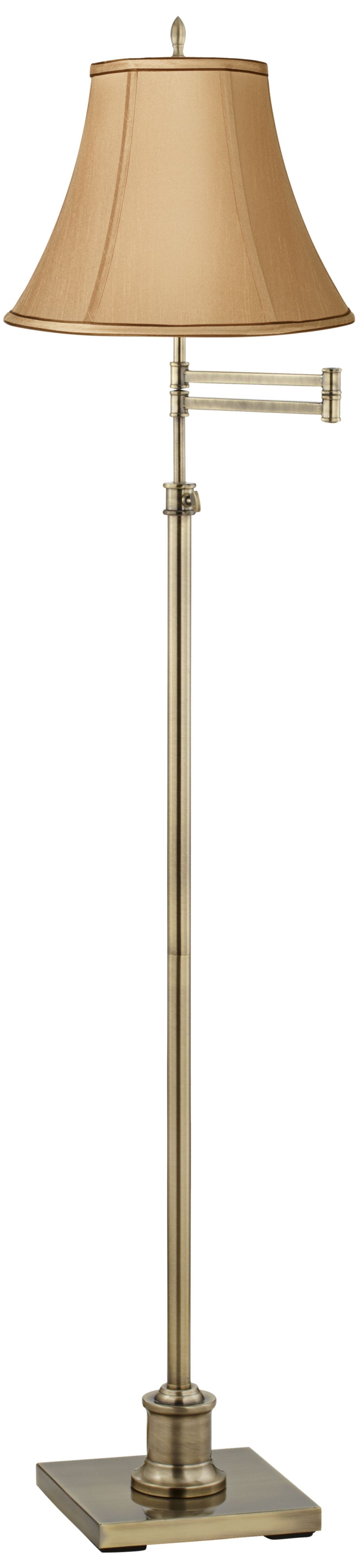 Westbury Tan Bell Shade Brass Swing Arm Floor Lamp