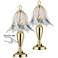 Blue Flower Shade 18" High Touch On-Off Table Lamps Set of 2