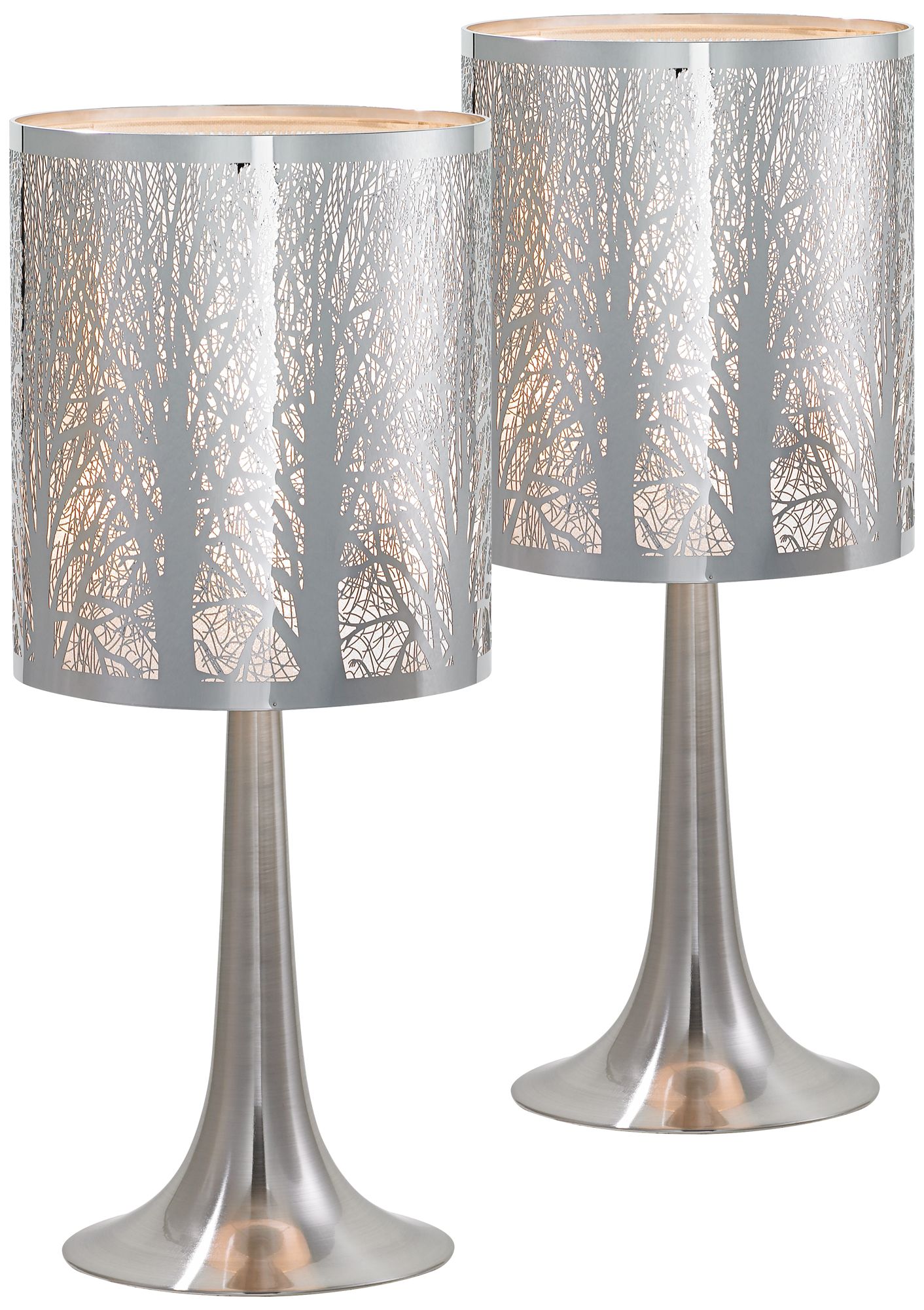 Possini Euro 19" High Laser-Cut Chrome Table Lamps