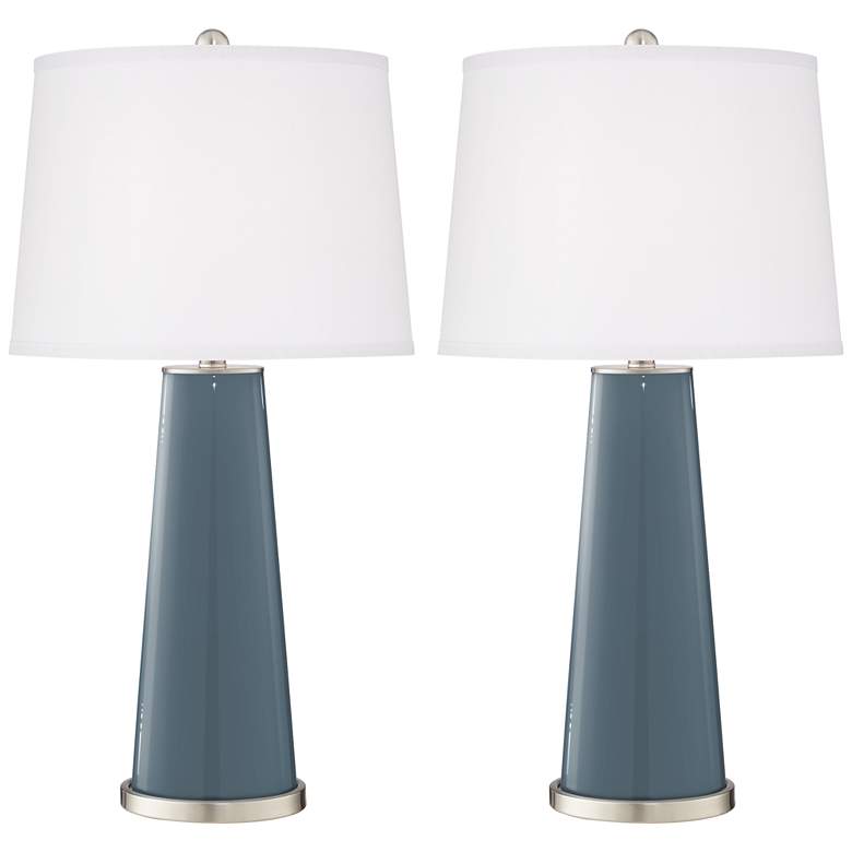 Image 2 Smoky Blue Leo Table Lamp Set of 2