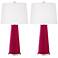 French Burgundy Leo Table Lamp Set of 2