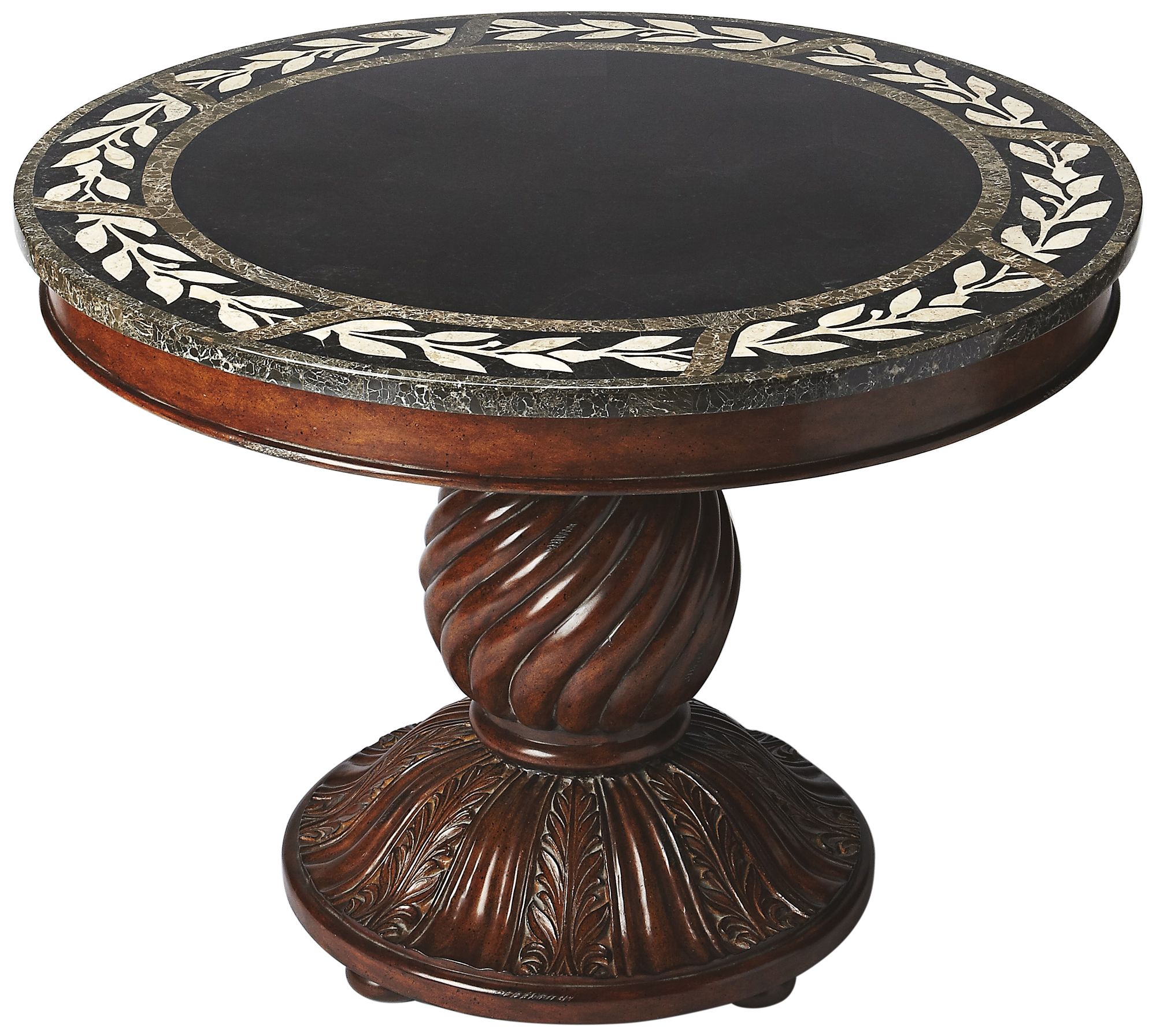 Basil 40" Wide Heritage Finish Round Foyer Table