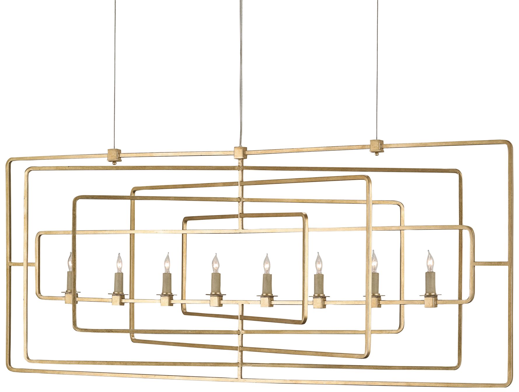 Metro 54" Wide 8-Light Gold Leaf Rectangular Chandelier