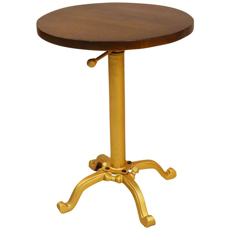 Image 2 Chloe 18" Wide Elm Wood and Gold Adjustable Accent Table