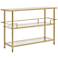 Portico 52" Wide Gold Steel and Clear Glass 3-Tier Serving Bar Cart