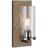 Michael Berman Bond 12&quot;H Wood and White Glass Wall Sconce