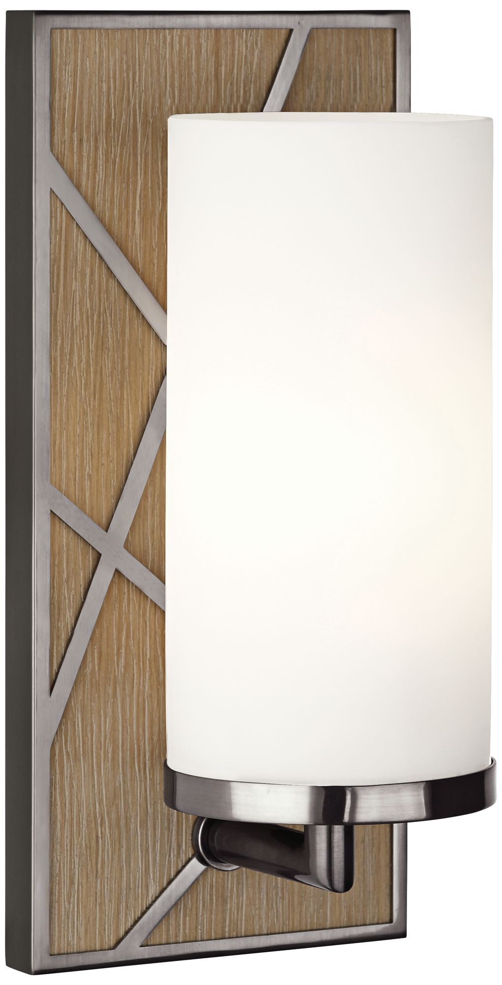 Michael Berman Bond 12" High Wood and White Glass Wall Sconce