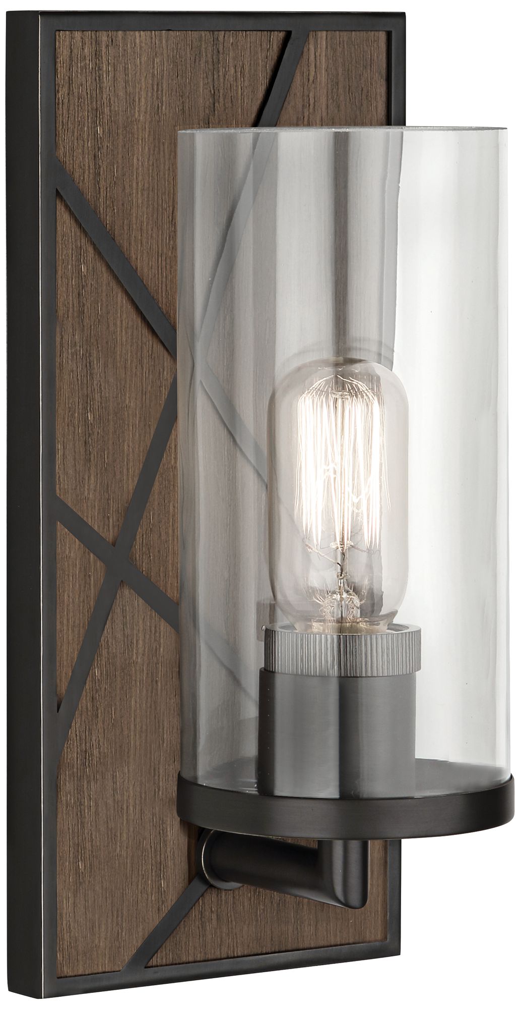 Michael Berman Bond 12" High Walnut and Clear Glass Wall Sconce