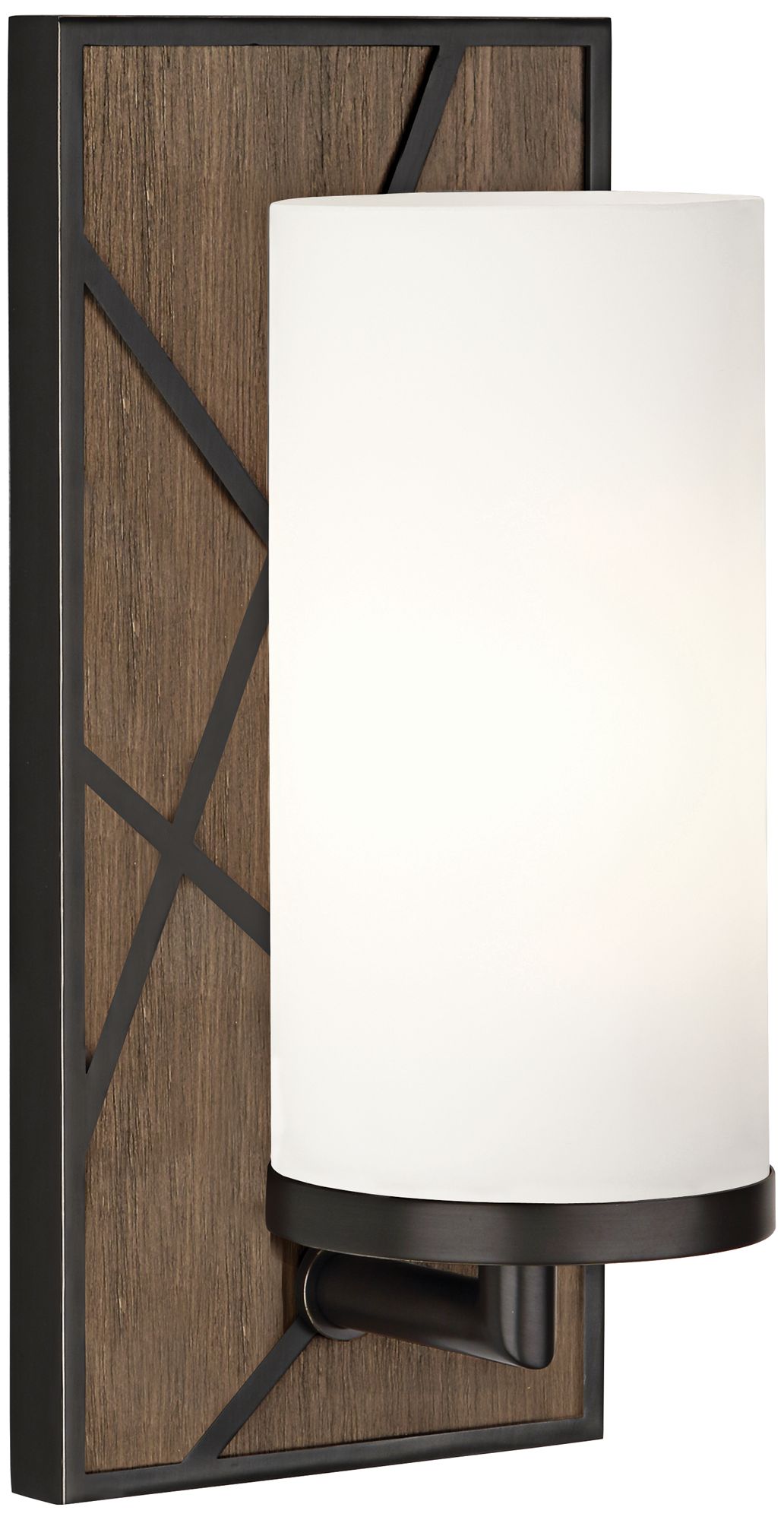 Michael Berman Bond 12" High Walnut and White Glass Wall Sconce