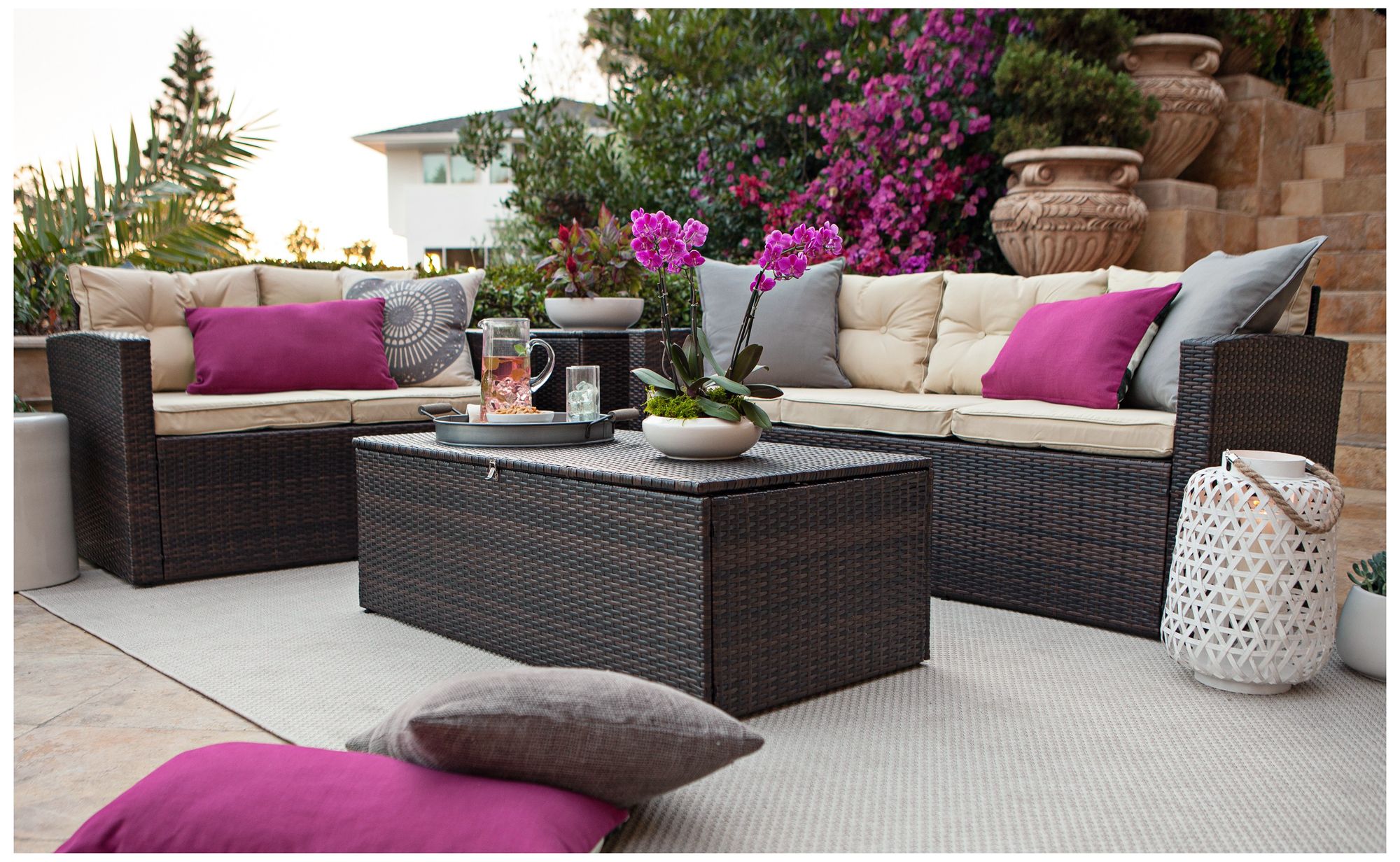 Cascaden Brown Wicker 4-Piece Outdoor Patio Set with Storage